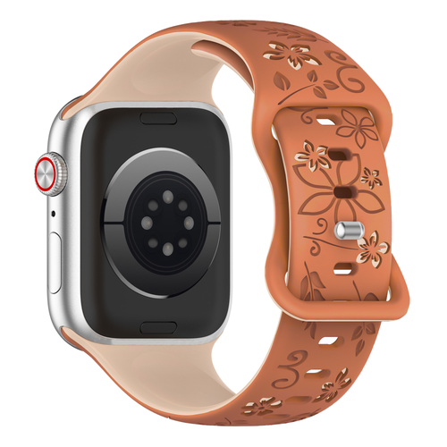 Apple Watch Flower Silicone Strap (Beige/Brown)