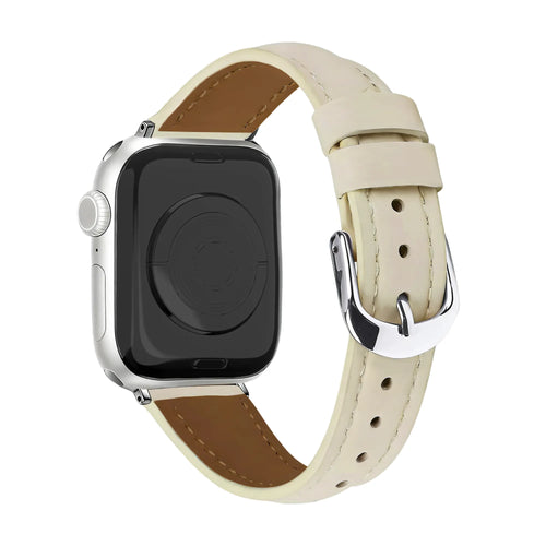 Bracelet cuir 'Slimfit' Apple Watch (beige)