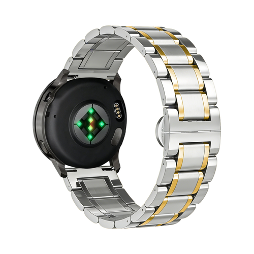 Bandz Garmin Forerunner 245 Steel Link Strap 'Deluxe' (Silver/Gold)
