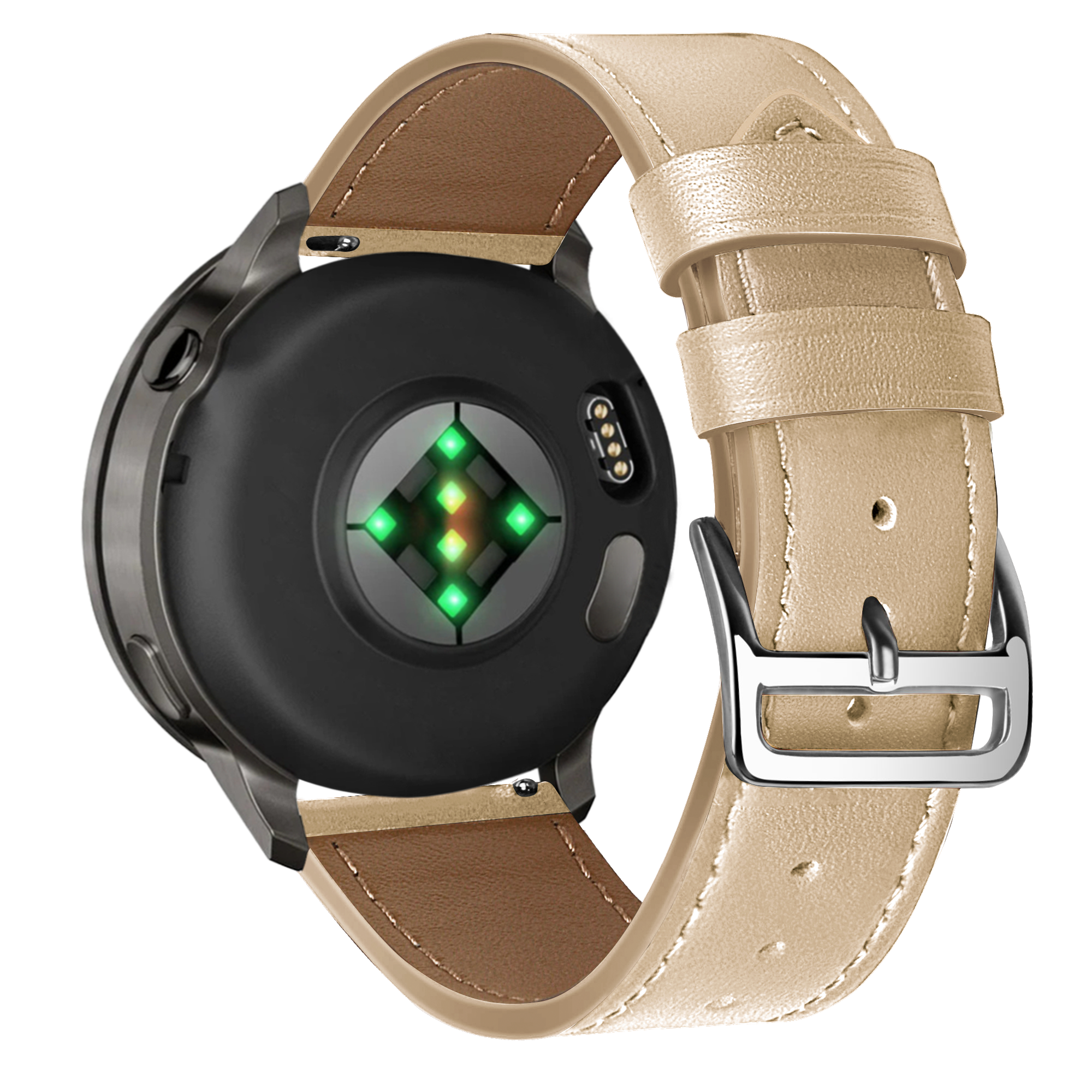 Bandz Garmin Forerunner 255s Leather Strap 'Deluxe' (Milk Tea)