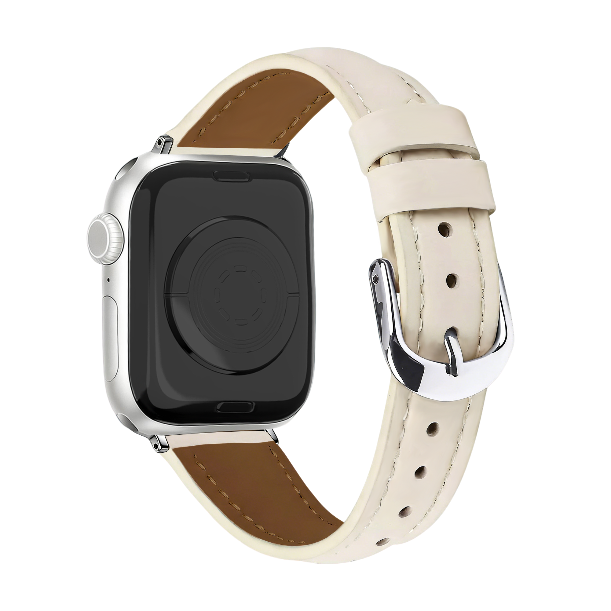 Bracelet cuir 'Slimfit' Apple Watch (beige)