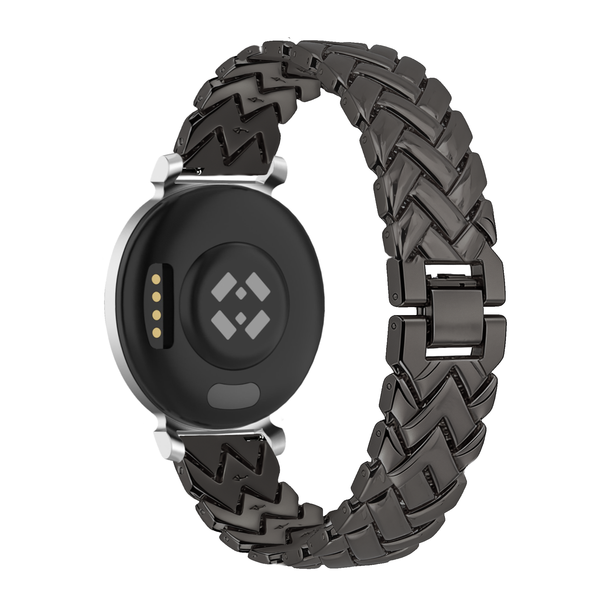 Bandz Bracelet metal 'V-Type' Pebble Round 2 - 14mm (noir)