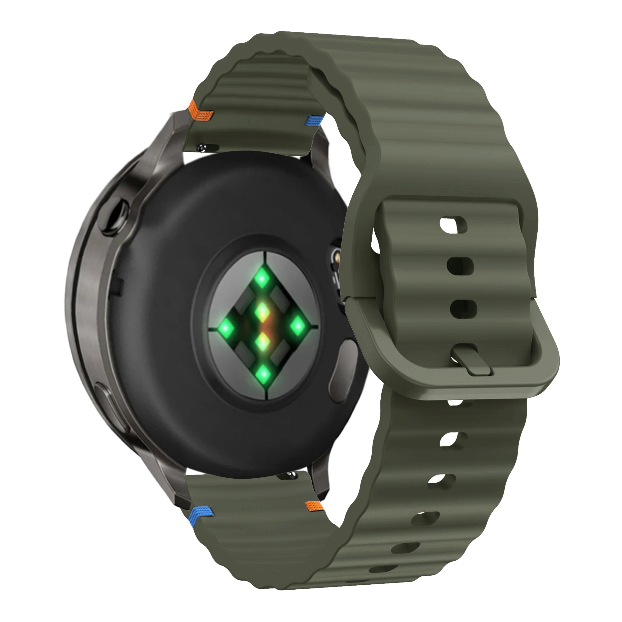 Bandz Bracelet silicone ondulé Garmin Forerunner 265s (vert armée)
