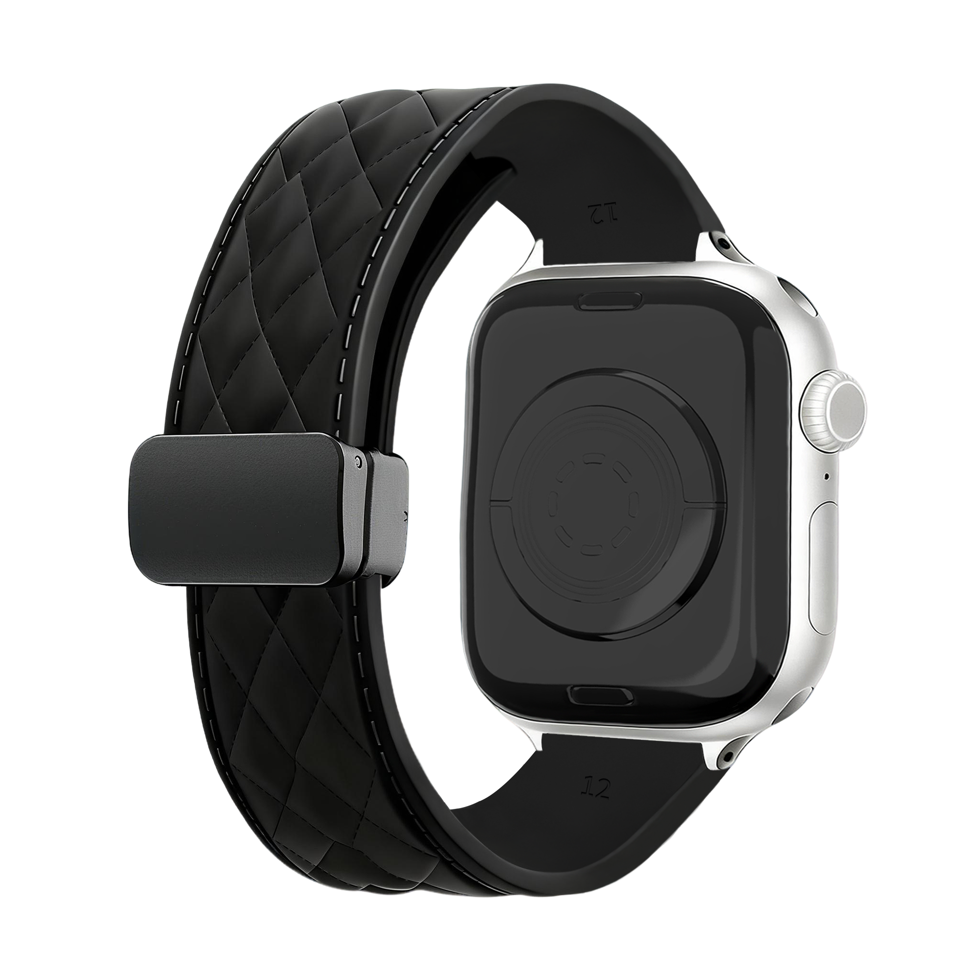 Bracelet silicone 'Diamond' avec boucle Apple Watch (noir)