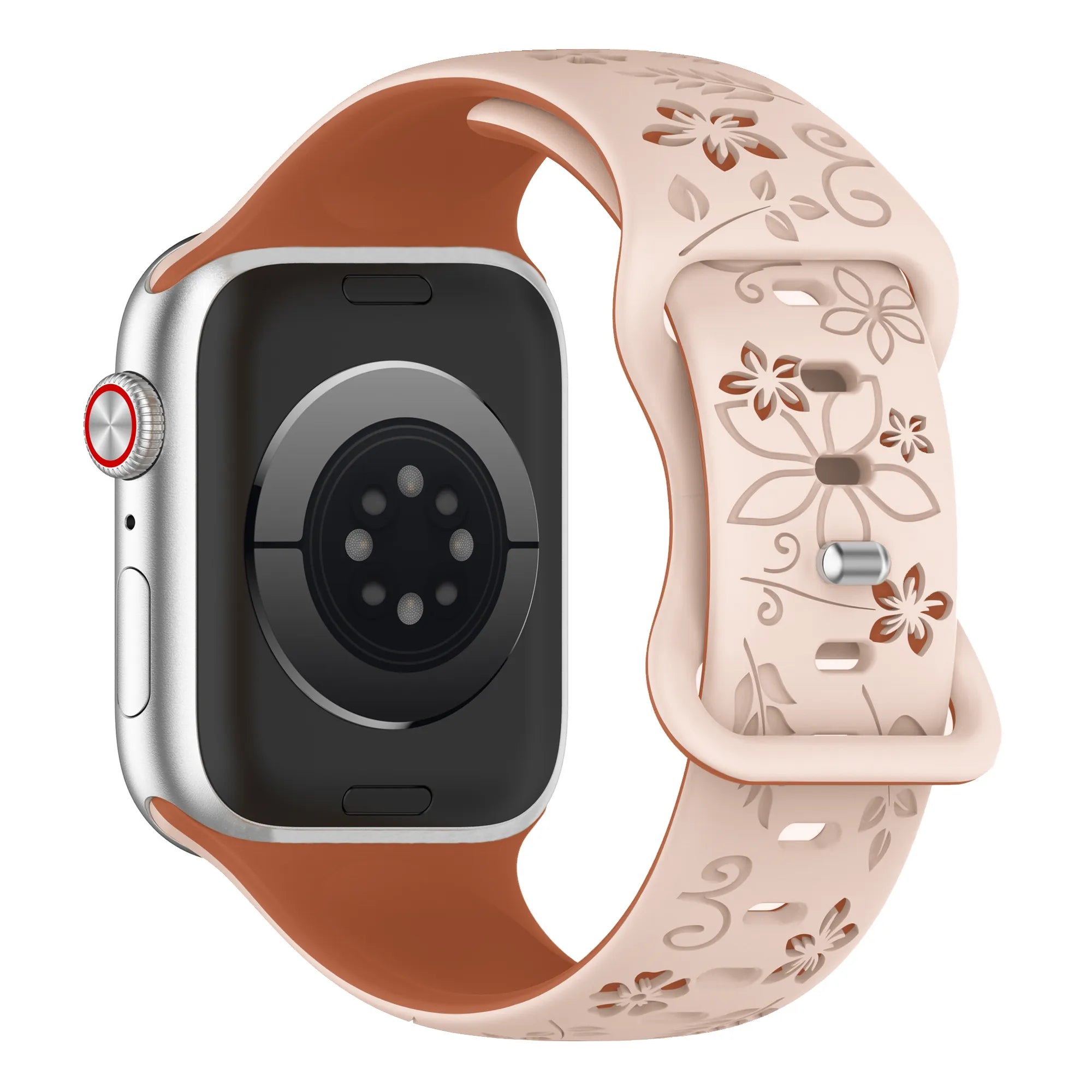 Bracelet silicone à fleurs Apple Watch (milk tea/brun)