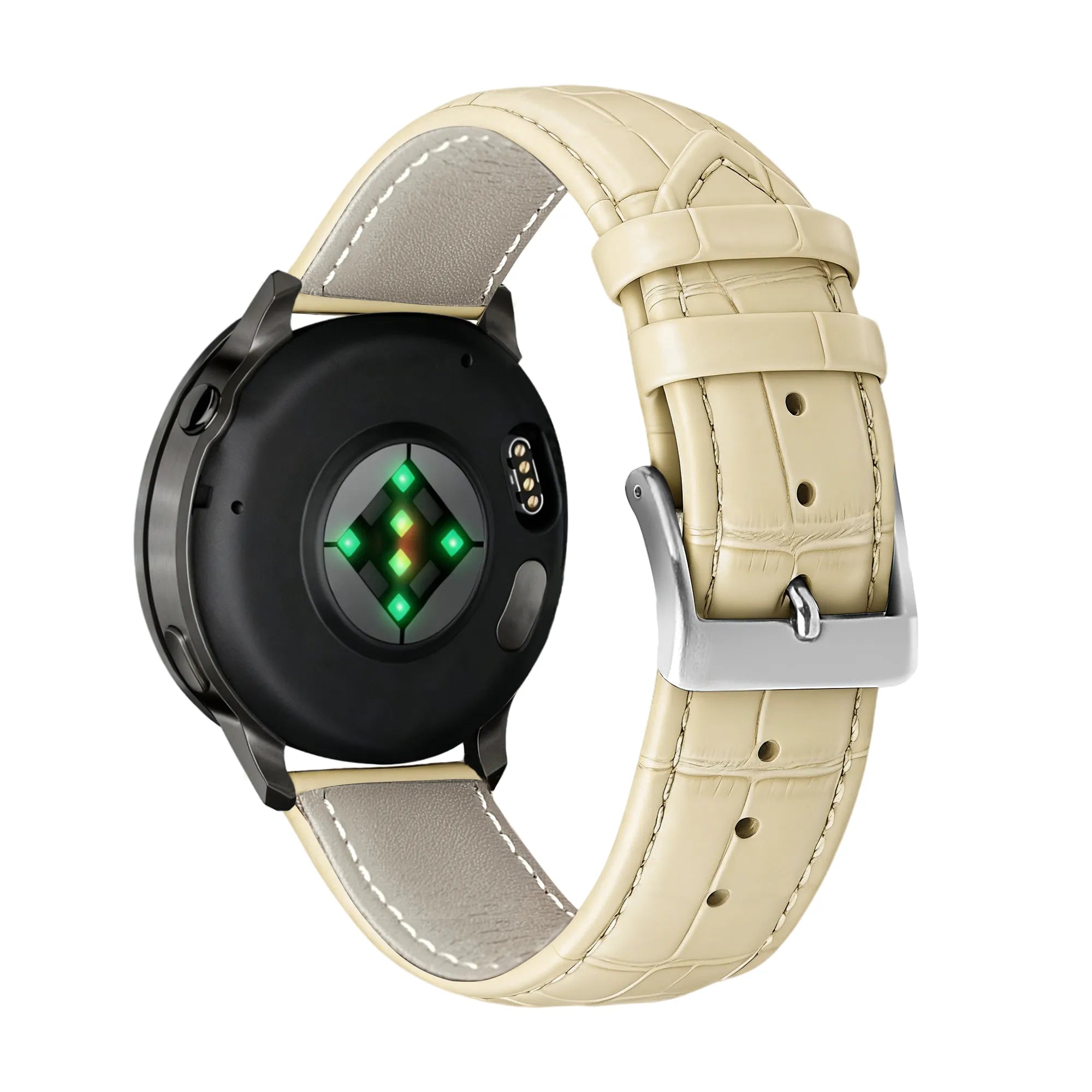 Bandz Bracelet cuir effet crocodile Garmin Forerunner 170 (beige)
