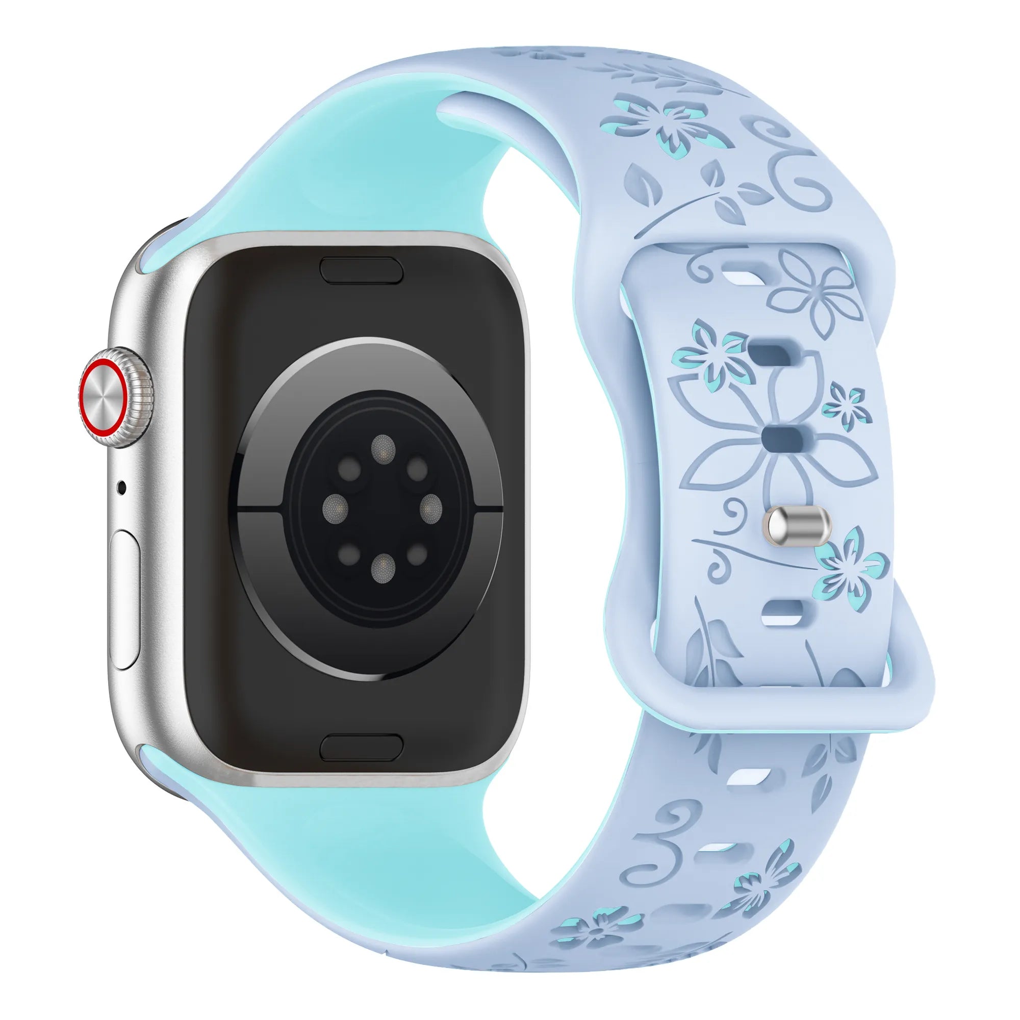 Bracelet silicone à fleurs Apple Watch (bleu clair/bleu glacier)