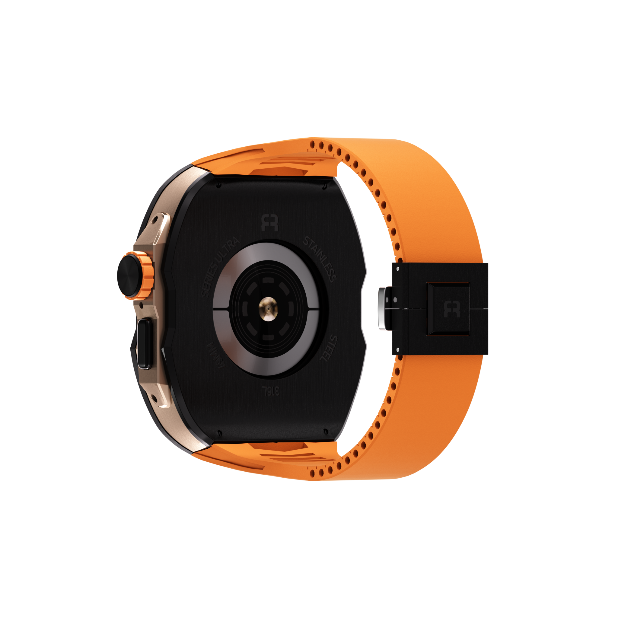 Reqior Boîtier avec bracelet en caoutchouc Apple Watch Ultra (noir/orange)