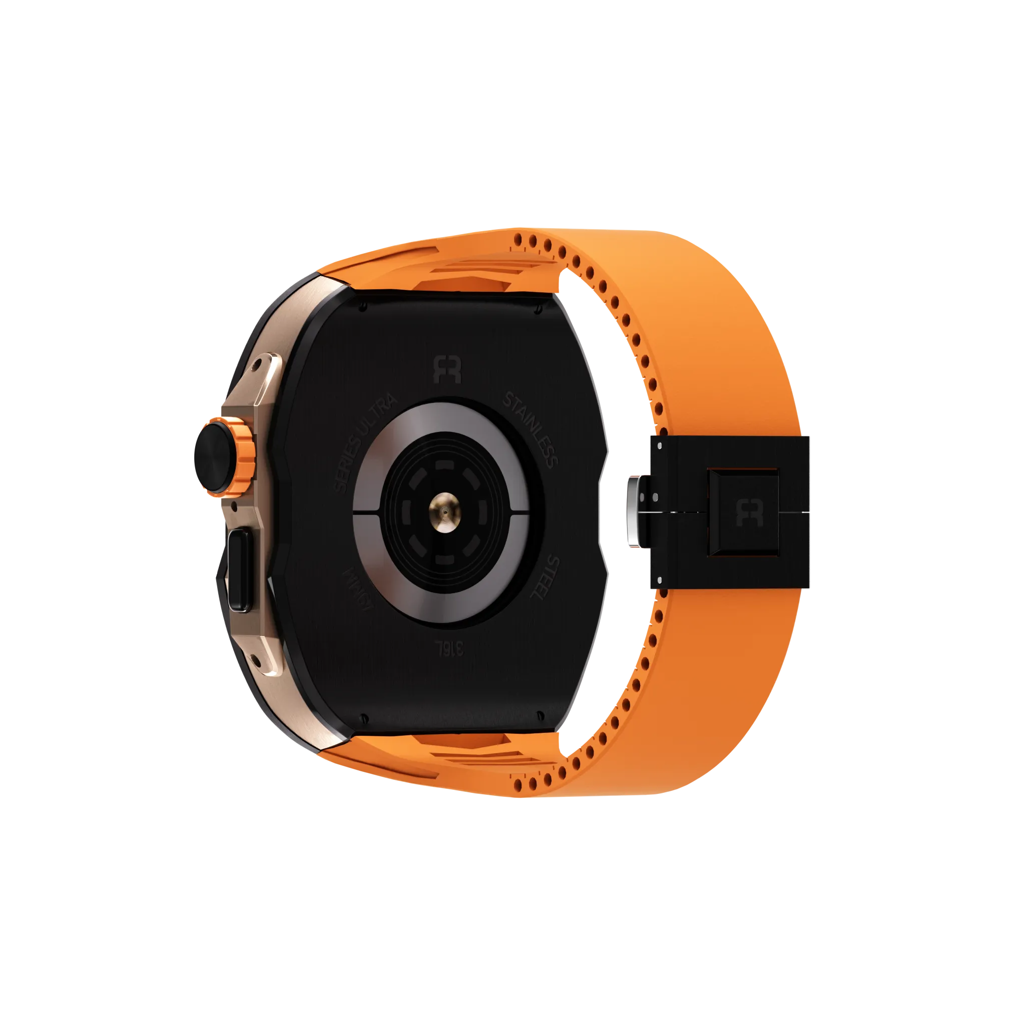 Reqior Boîtier avec bracelet en caoutchouc Apple Watch Ultra (noir/orange)