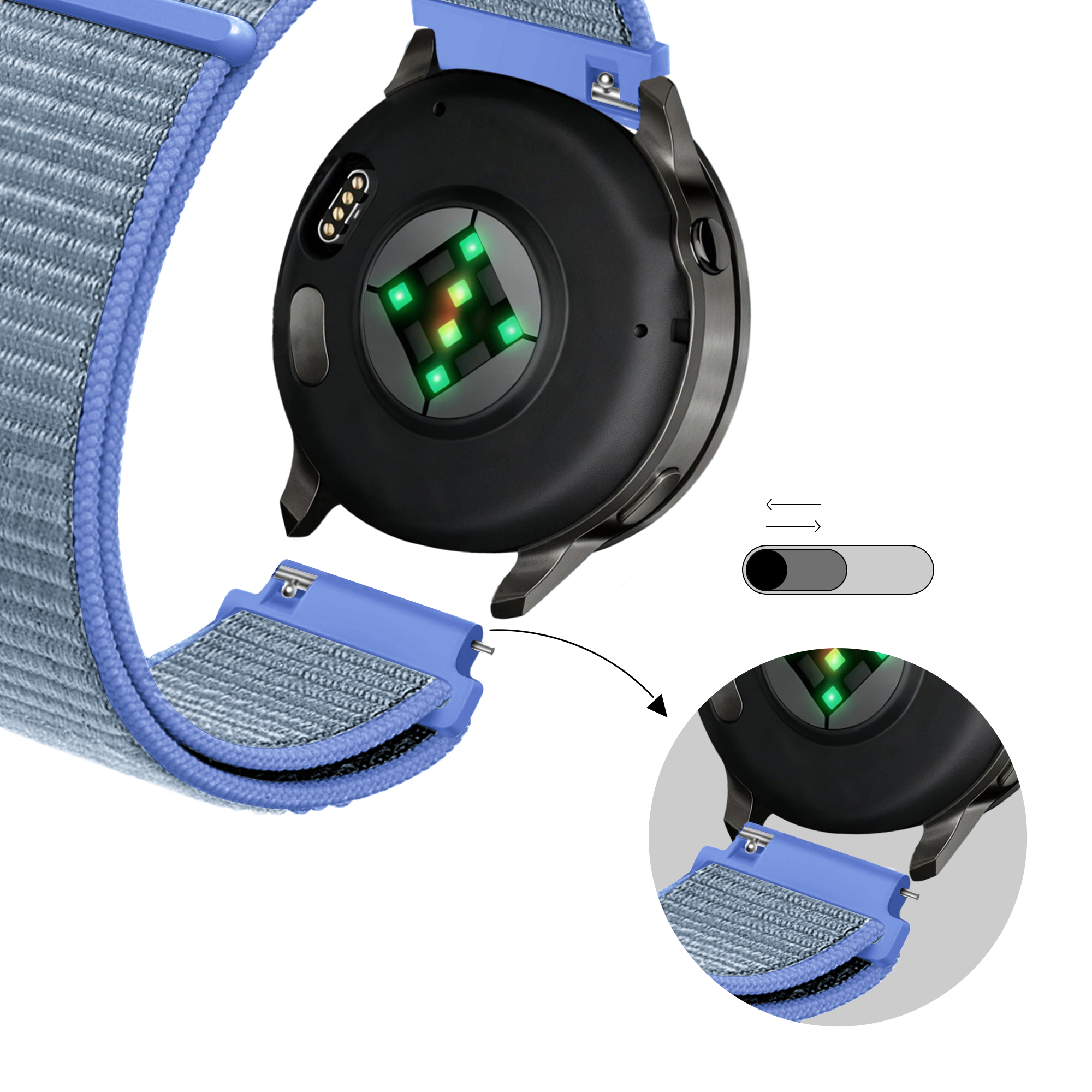 Bandz Bracelet nylon Garmin D2 Air X15 (bleu clair)