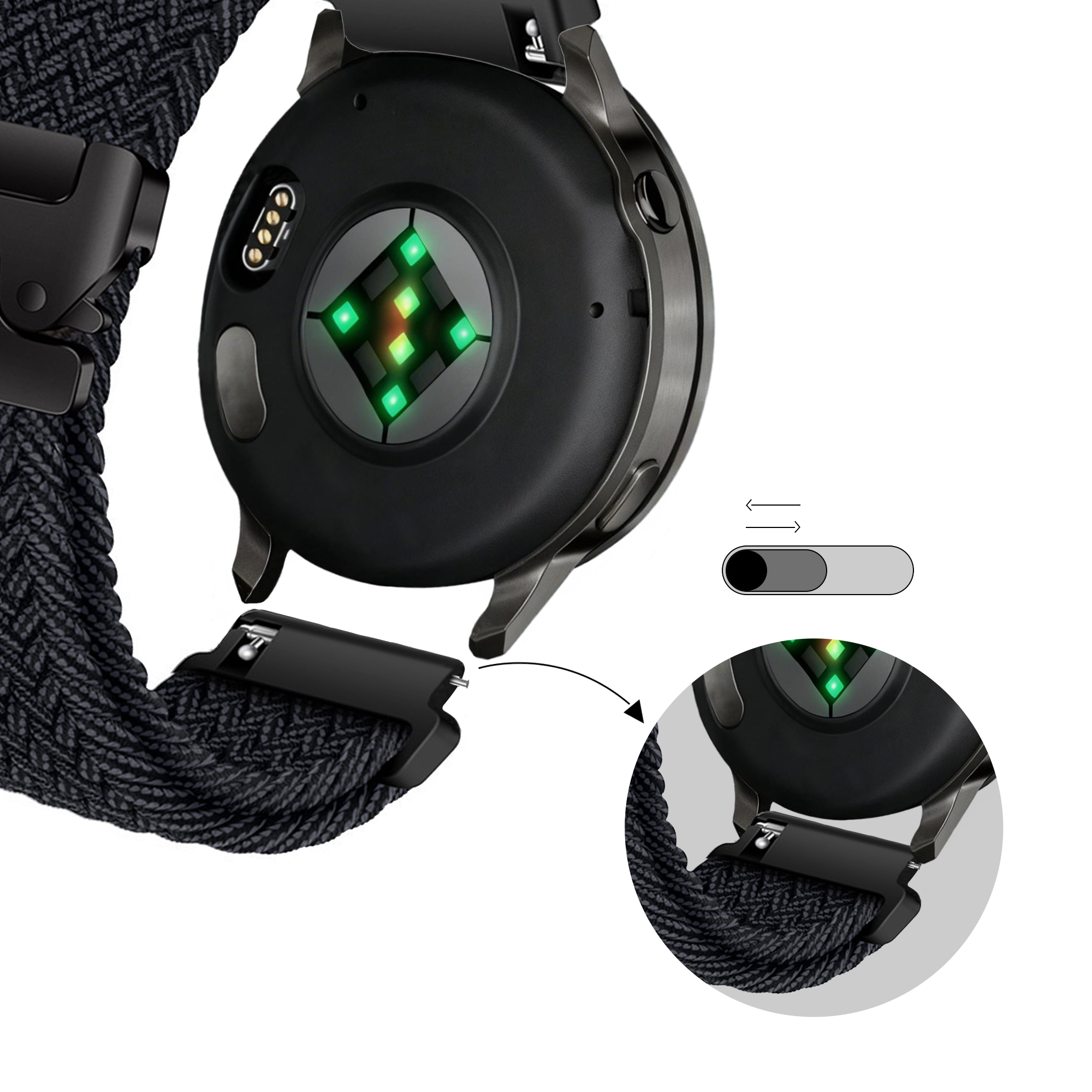 Bandz Bracelet tressé 'Parachute' Garmin Forerunner 570 - 47mm (graphite)