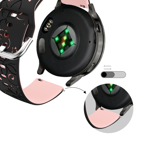 Bandz Garmin Forerunner 55 Silicone Strap 'Flowers' (Black/Light Pink)