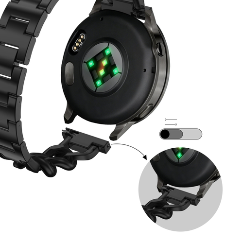 Bandz Bracelet métal 'Chaînes' Garmin Venu 2s (noir)