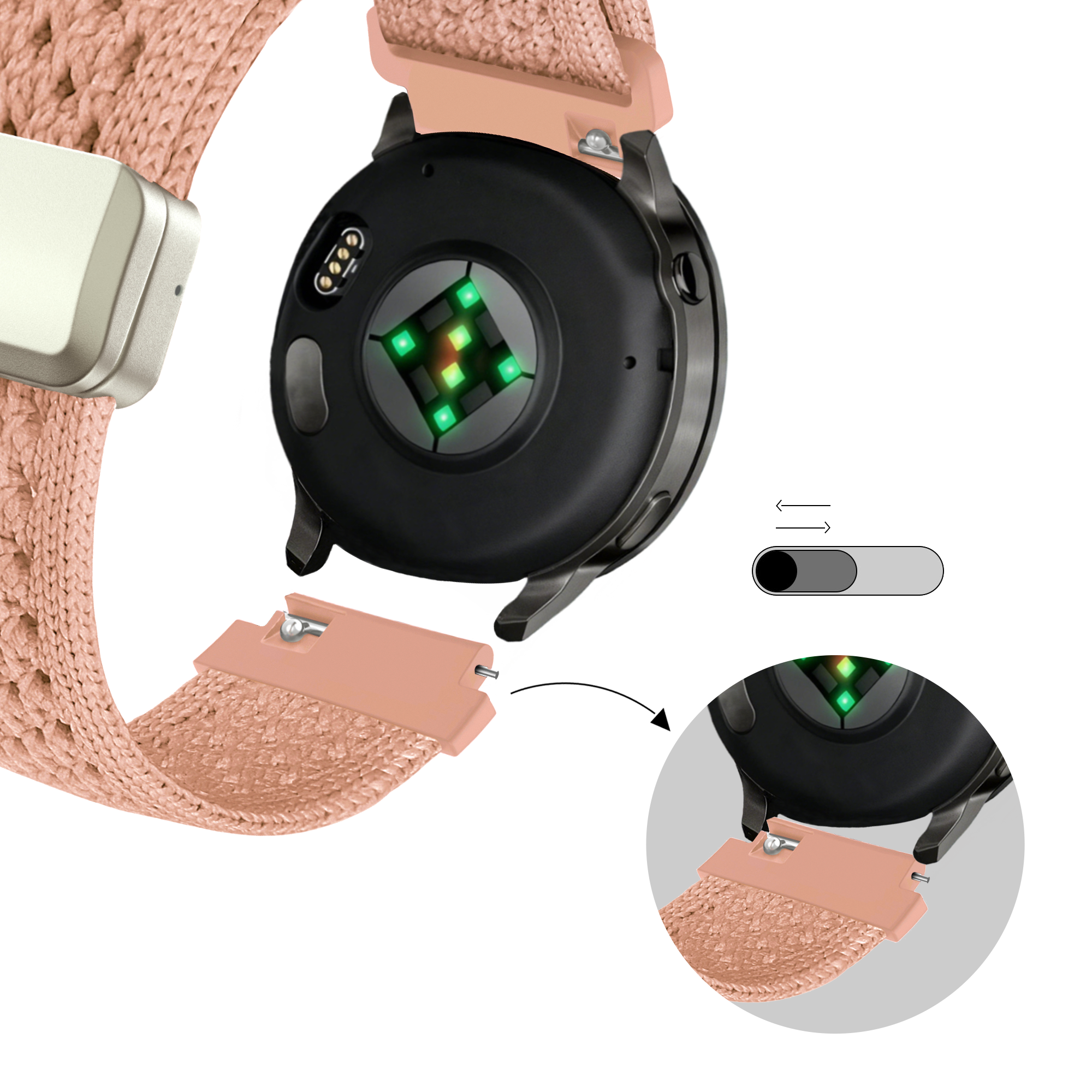 Bandz Amazfit Active 2 Vintage Nylon Strap (Antique Pink)