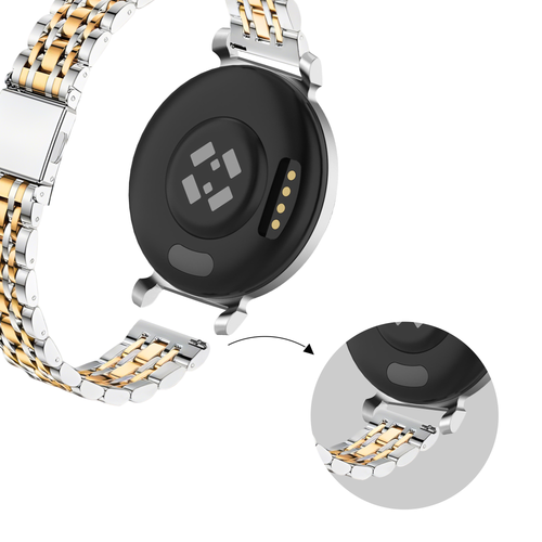 Bandz Pebble Round 2 - 14mm Steel Strap 'Deluxe' (Silver/Gold)