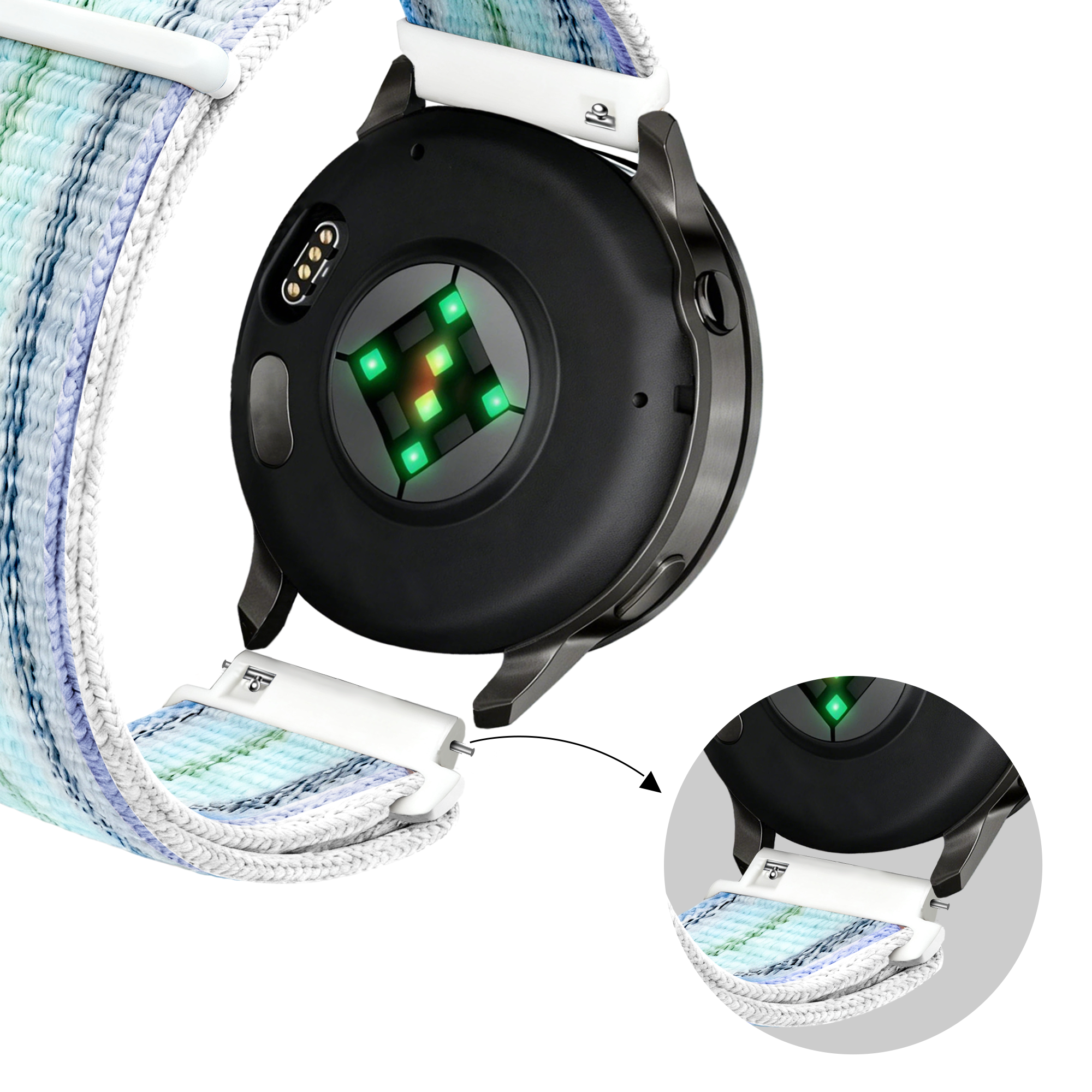 Bandz Bracelet nylon Loop Garmin Venu 2s (bleu à rayures)