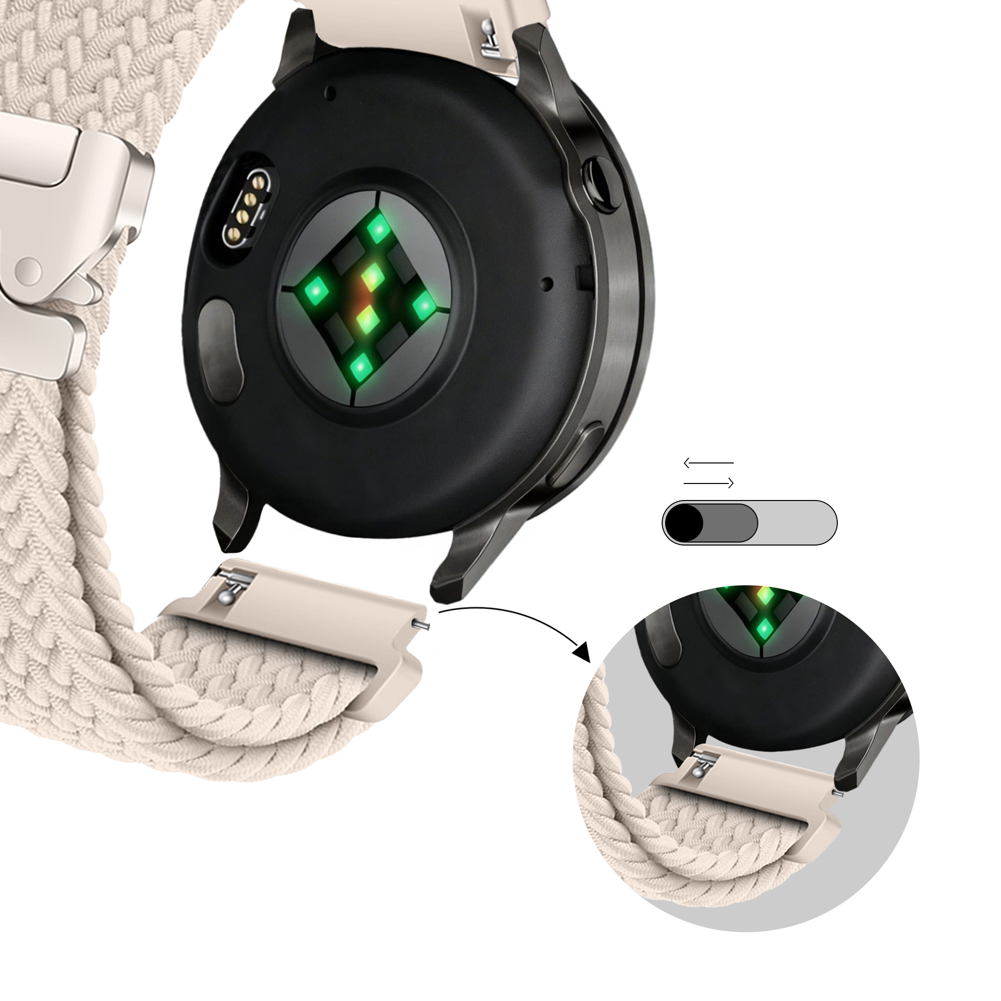 Bandz Garmin Venu SQ Braided Strap 'Parachute' (Starlight)