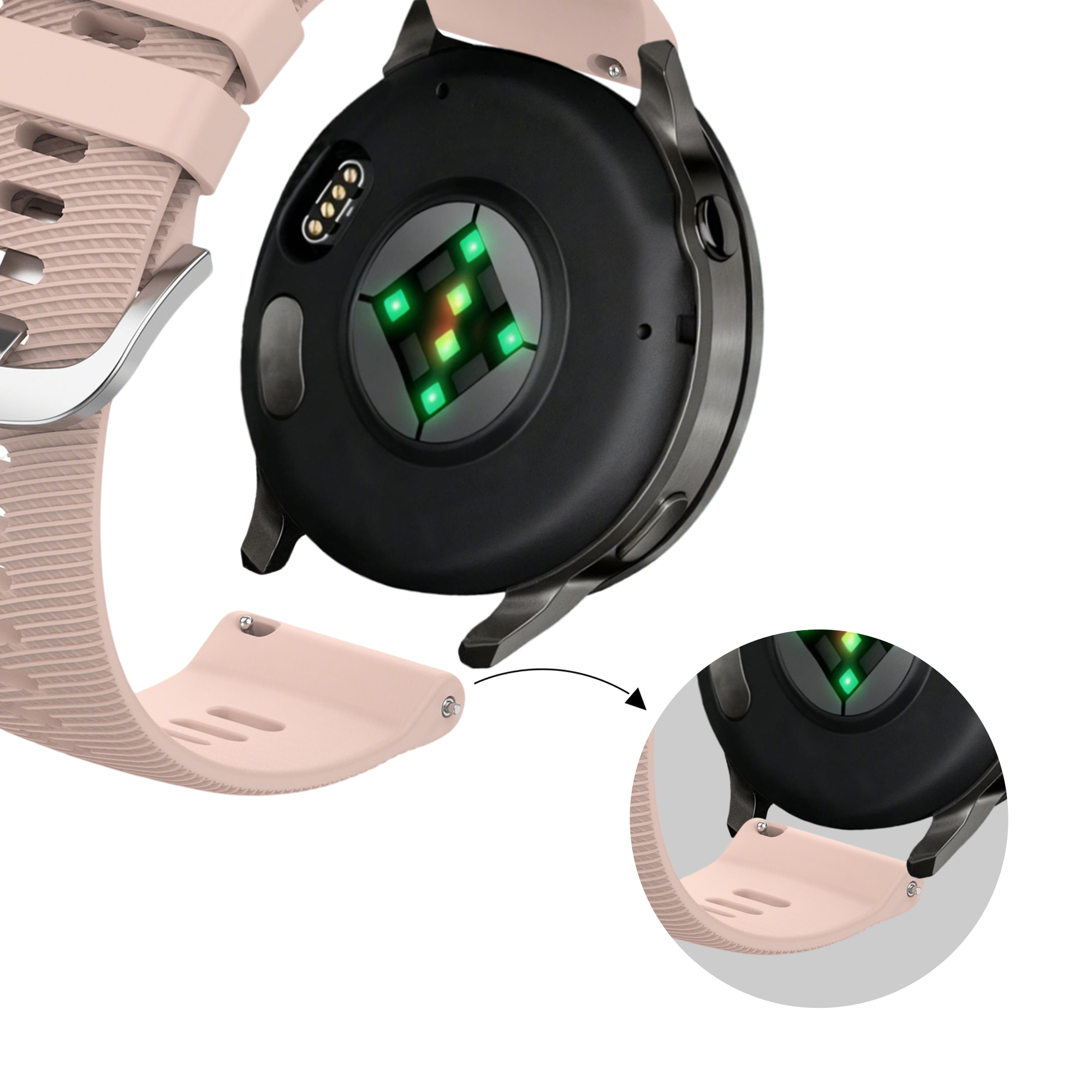 Bandz Garmin Forerunner 265s Silicone Strap 'Deluxe' (Light Pink)