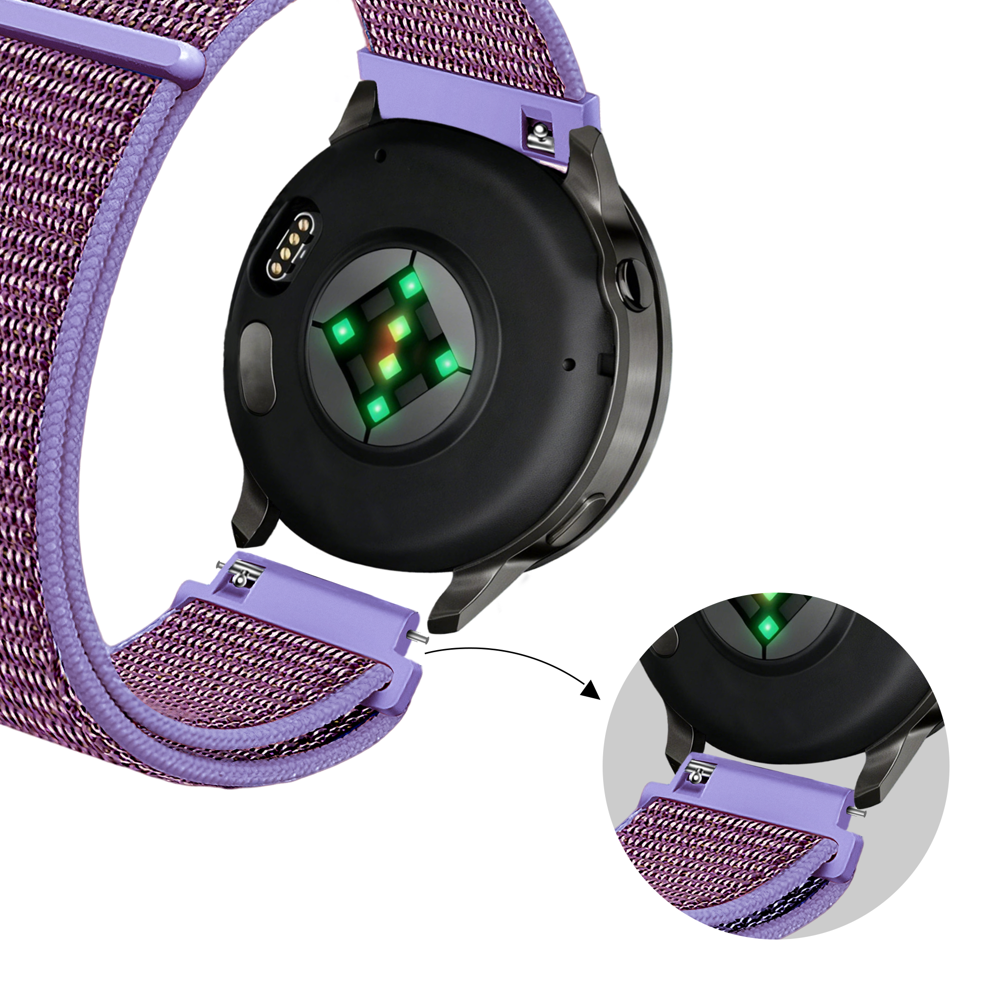 Bandz Garmin Vivomove Trend Nylon Loop Strap (Lilac)