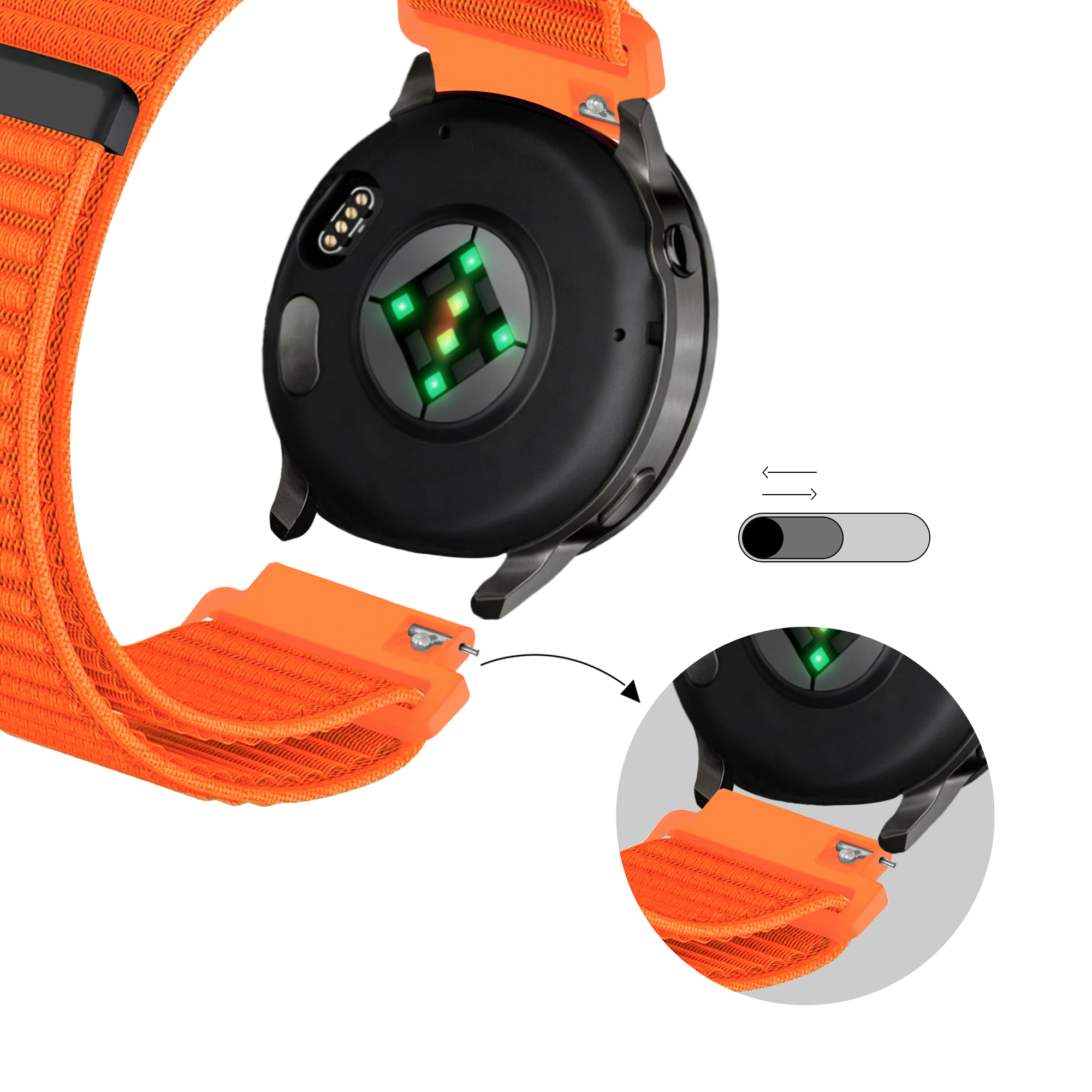 Bandz Bracelet nylon ondulé Garmin Venu 4 - 45mm (orange)