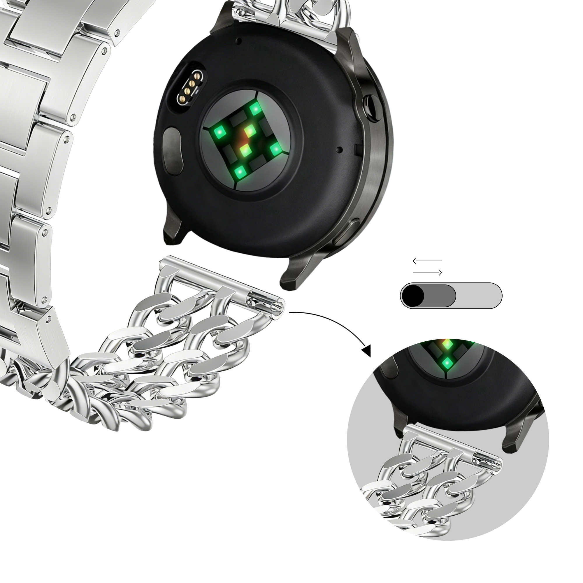 Bandz Bracelet acier 'Double Chains' Polar Ignite (argent)