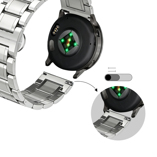 Bandz Garmin Vivomove Sport Steel Link Strap 'Deluxe' (Silver)