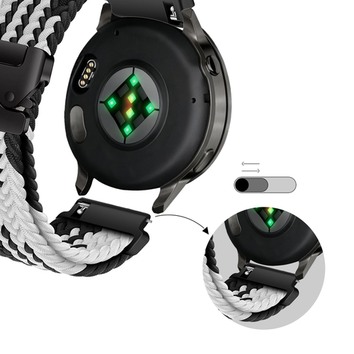 Bandz Bracelet tressé 'Parachute' Garmin Venu 2 (noir blanc)