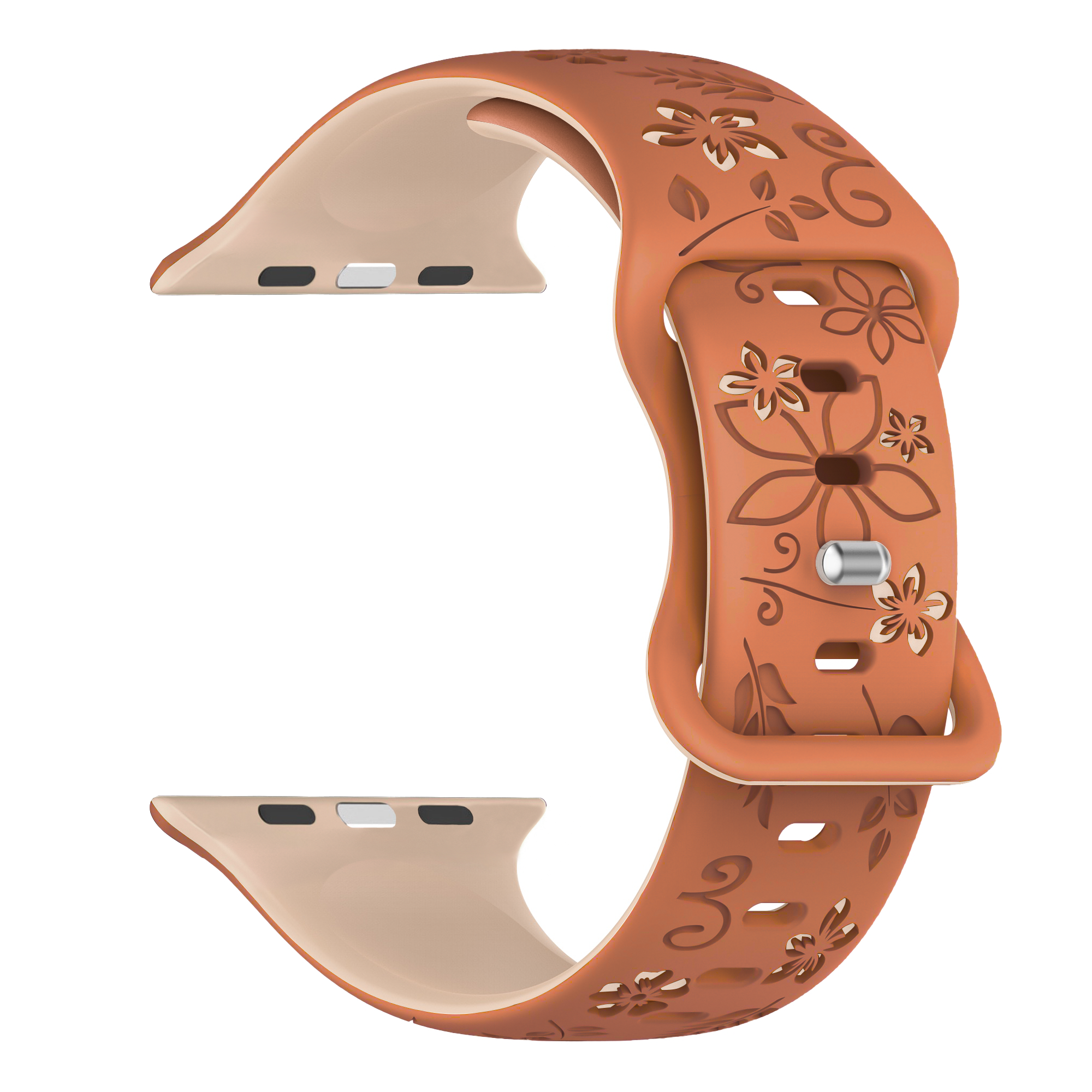 Apple Watch Flower Silicone Strap (Beige/Brown)