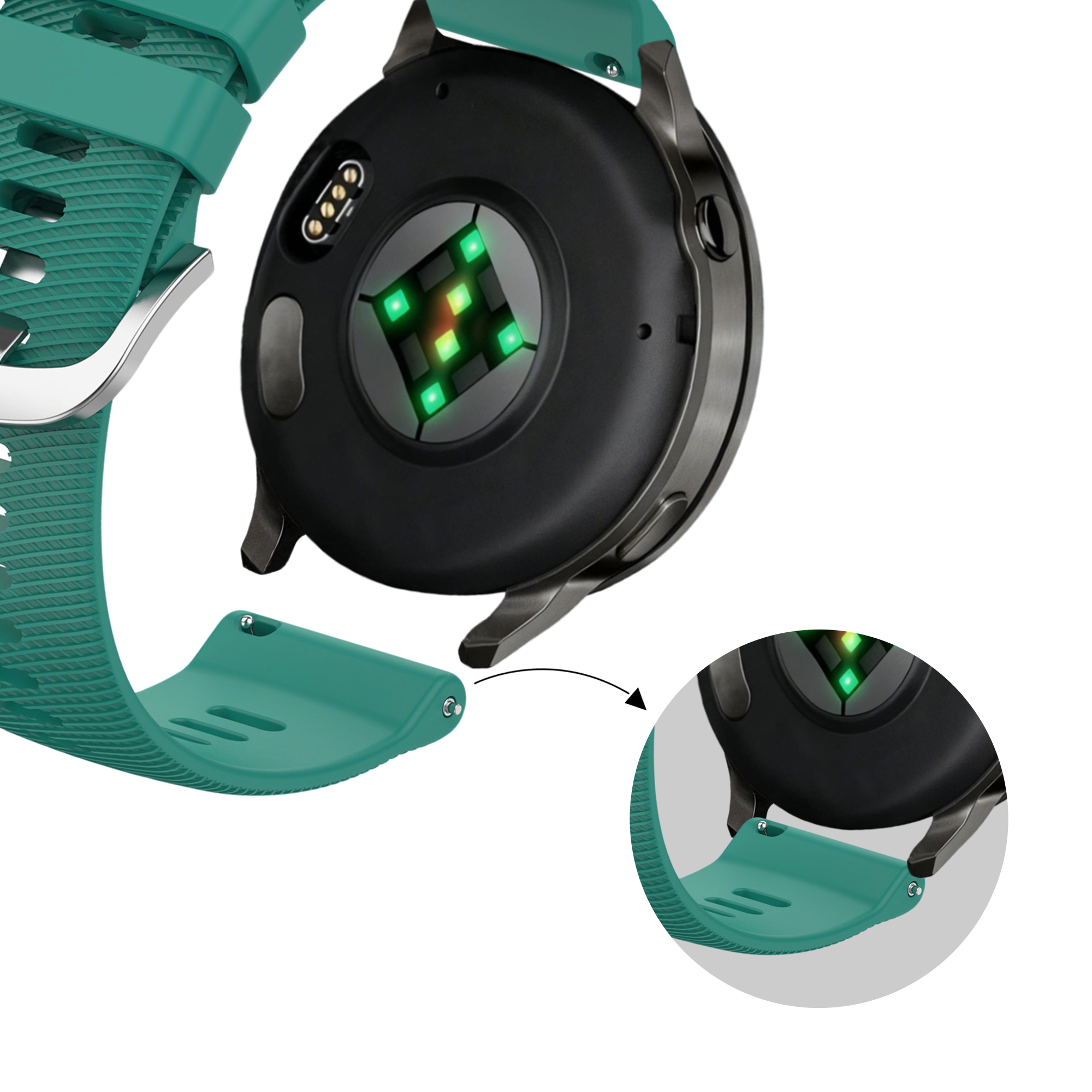 Bandz Bracelet silicone 'Deluxe' Garmin Forerunner 265s (viridien)