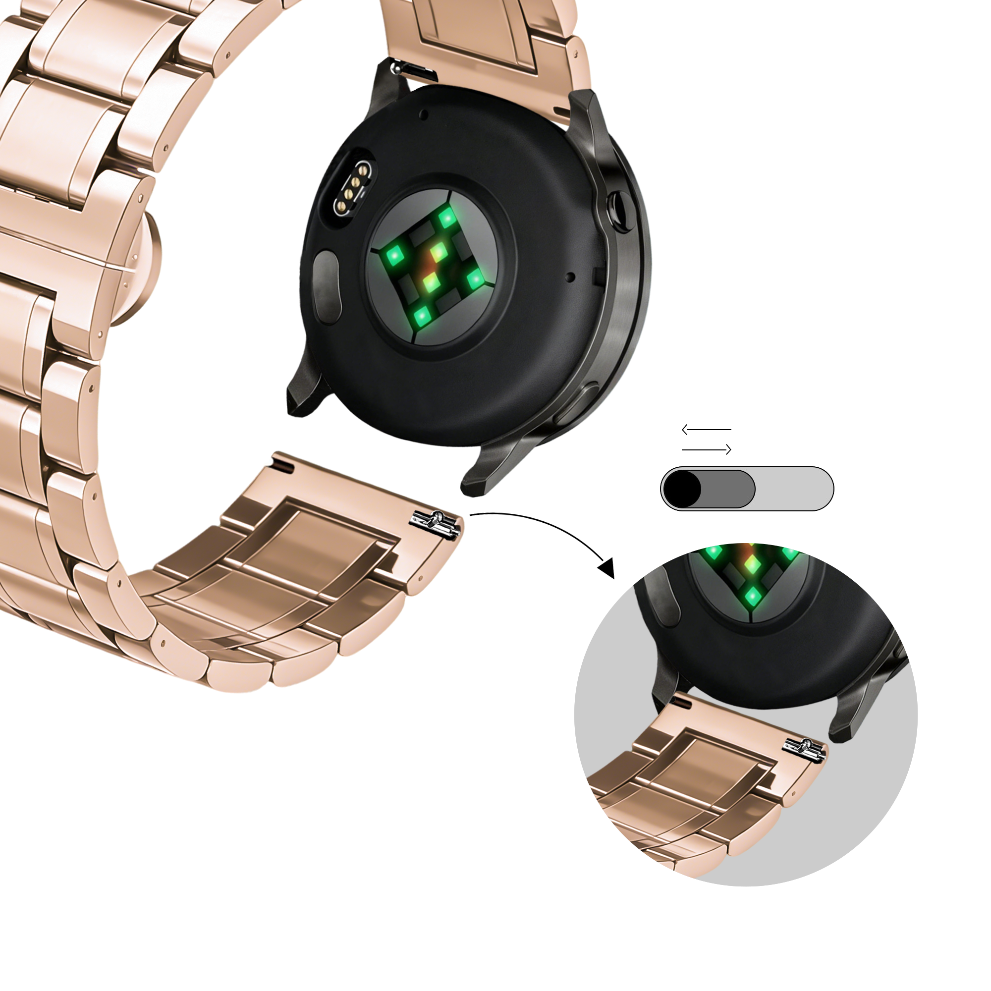Bandz Bracelet acier 'Deluxe' Garmin Venu SQ 2 (or rose)