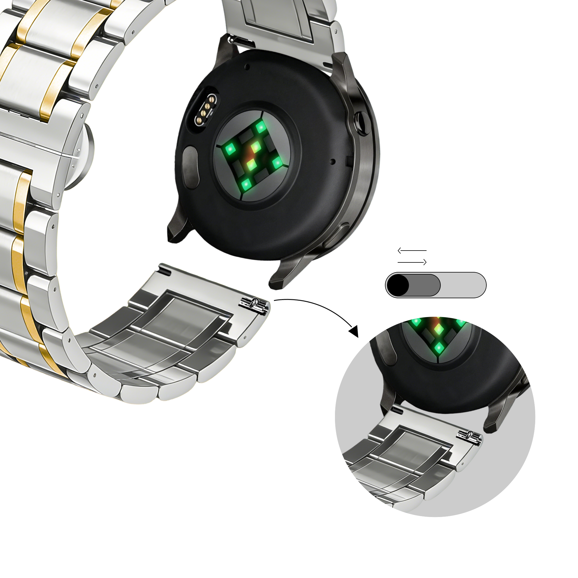 Bandz Bracelet acier 'Deluxe' Garmin Bounce 2 (argent/or)