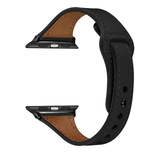 Bracelet cuir avec fermeture à pression Apple Watch (noir)