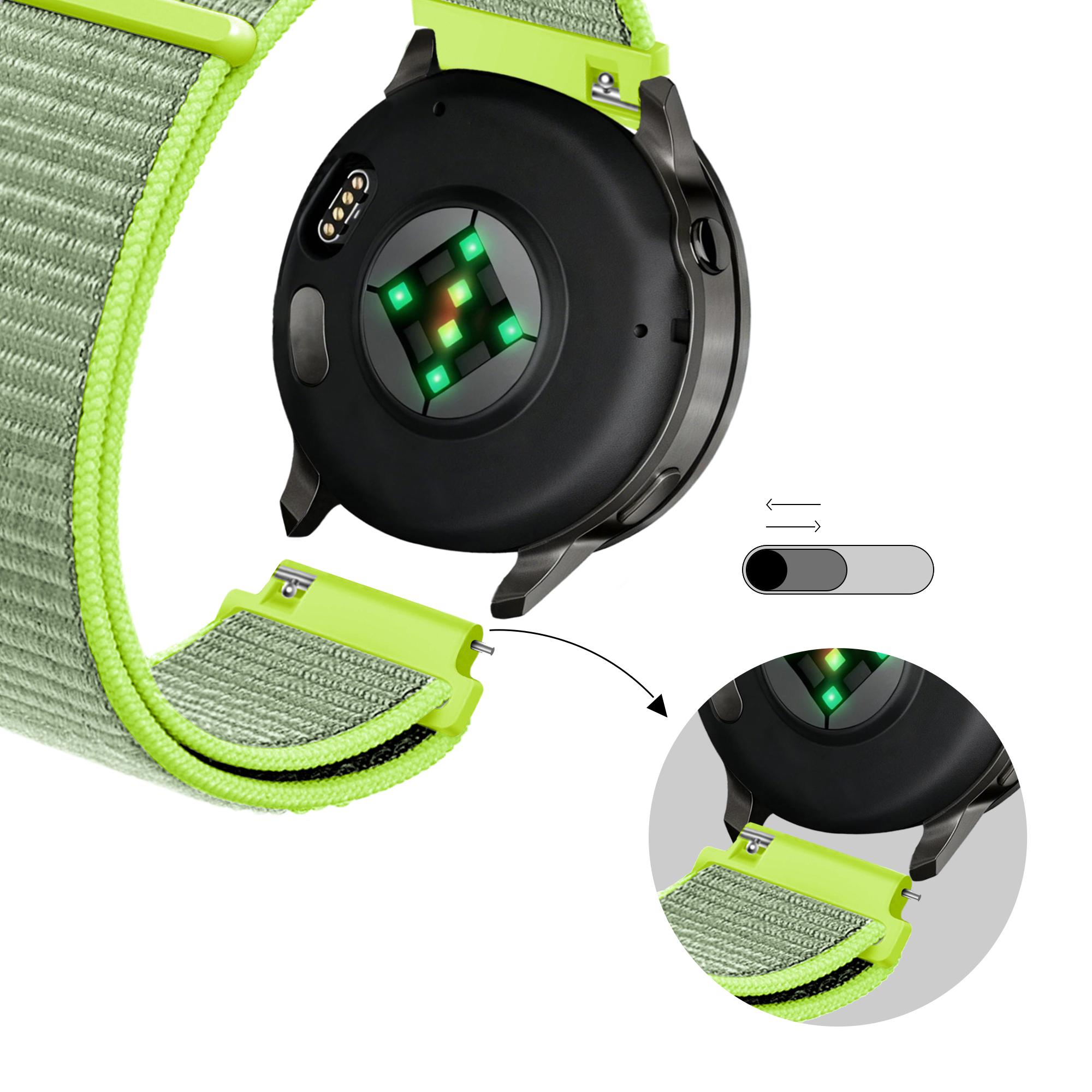 Bandz Bracelet nylon Garmin D2 Air X15 (jaune fluo)