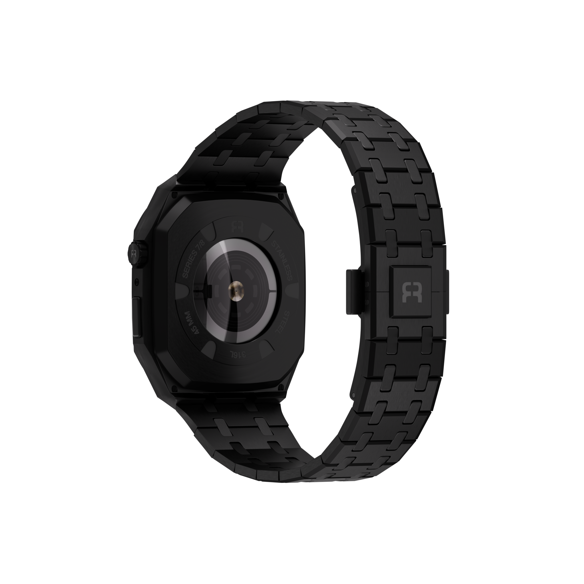 Reqior Apple Watch 45mm Case with Steel Strap (Black)