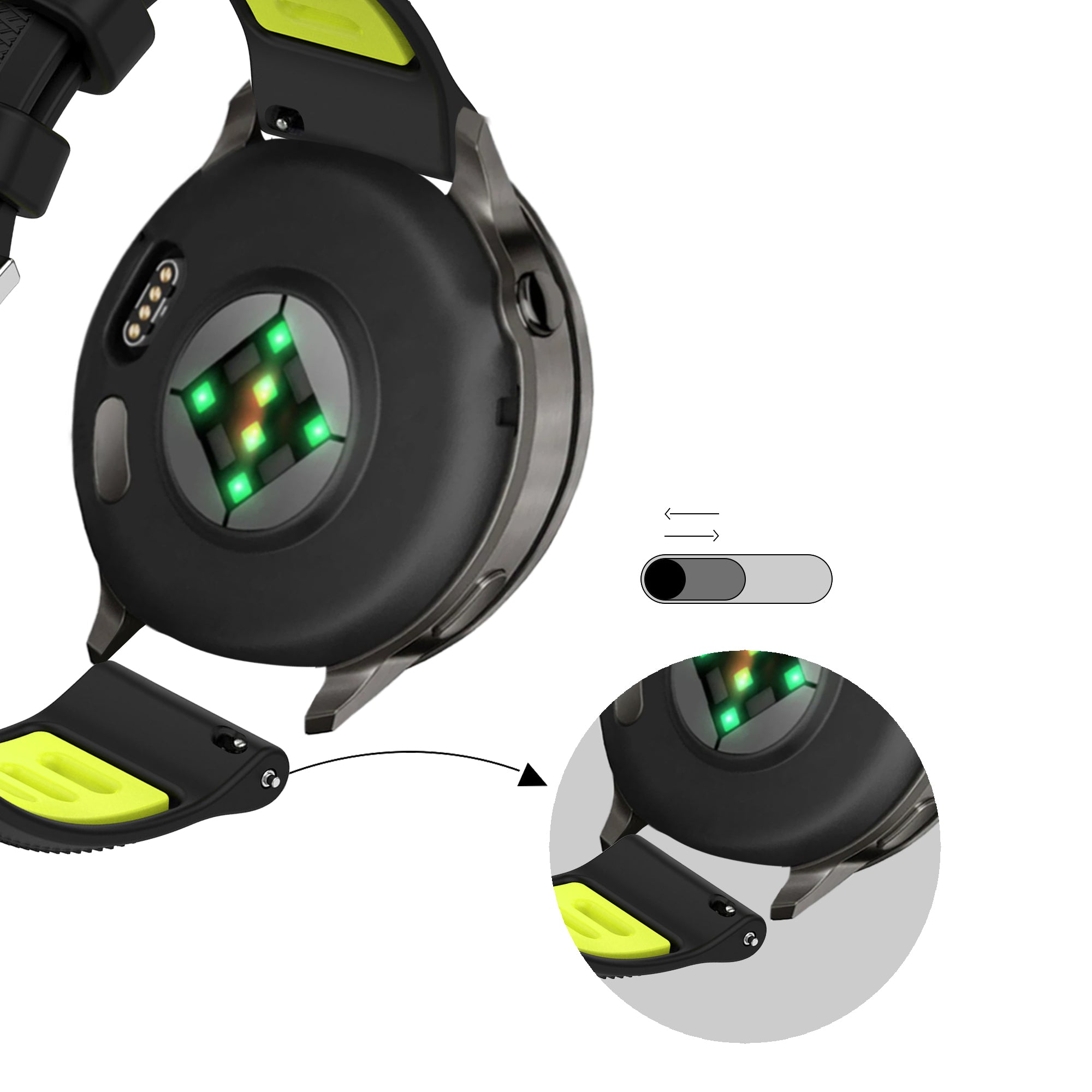 Bandz Bracelet sport avec boucle Garmin Forerunner 255s (noir/jaune)