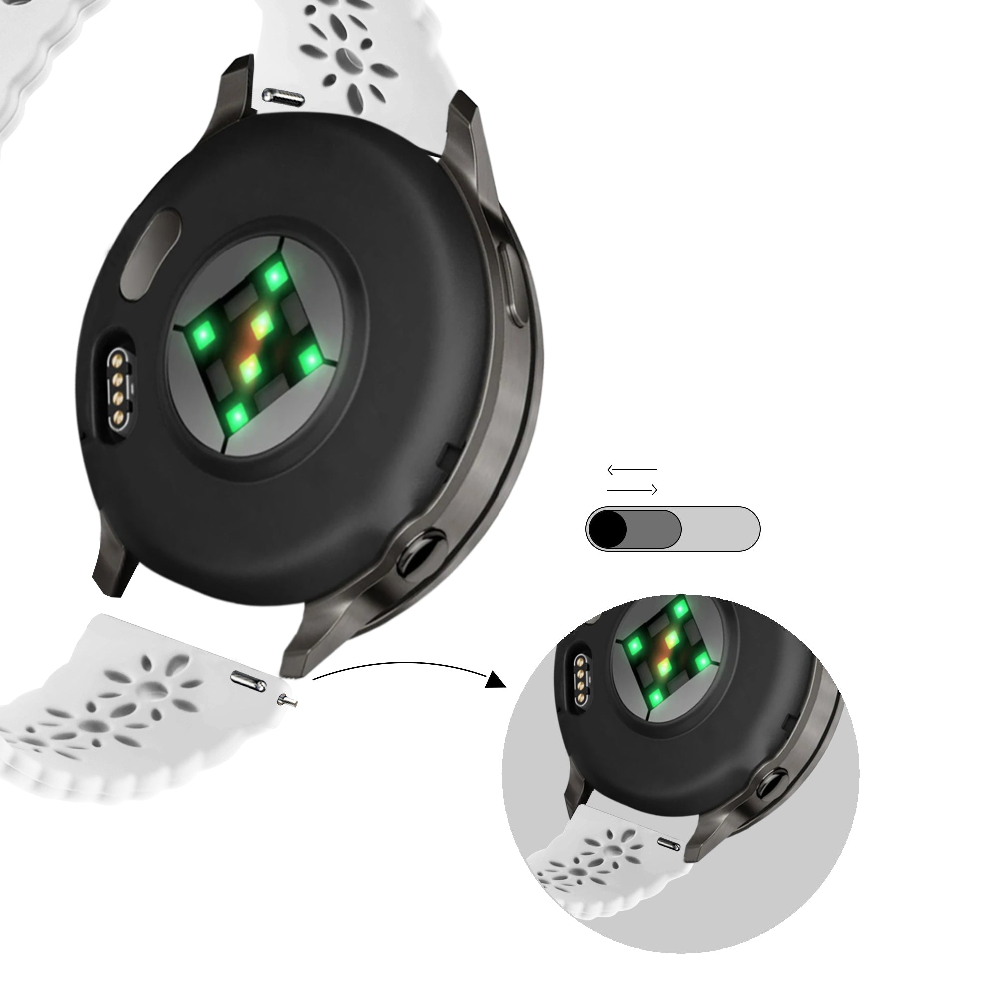 Bandz Garmin Vivoactive 6 Silicone Strap 'Lace' (White)