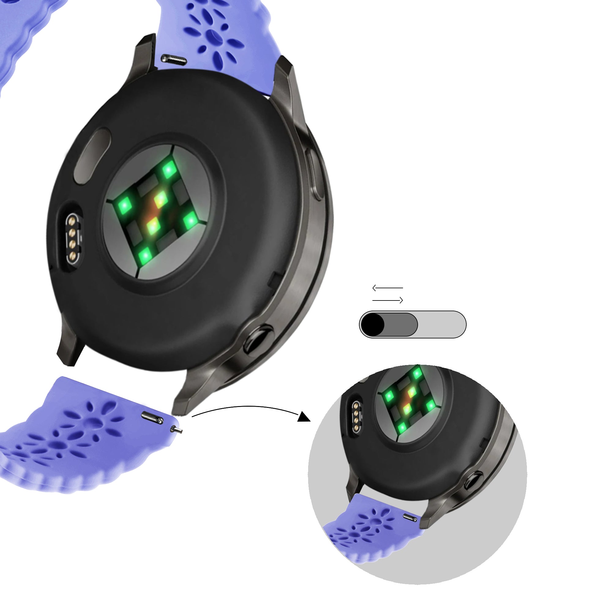 Bandz Bracelet silicone 'Lace' Garmin Vivoactive 3 (mauve)