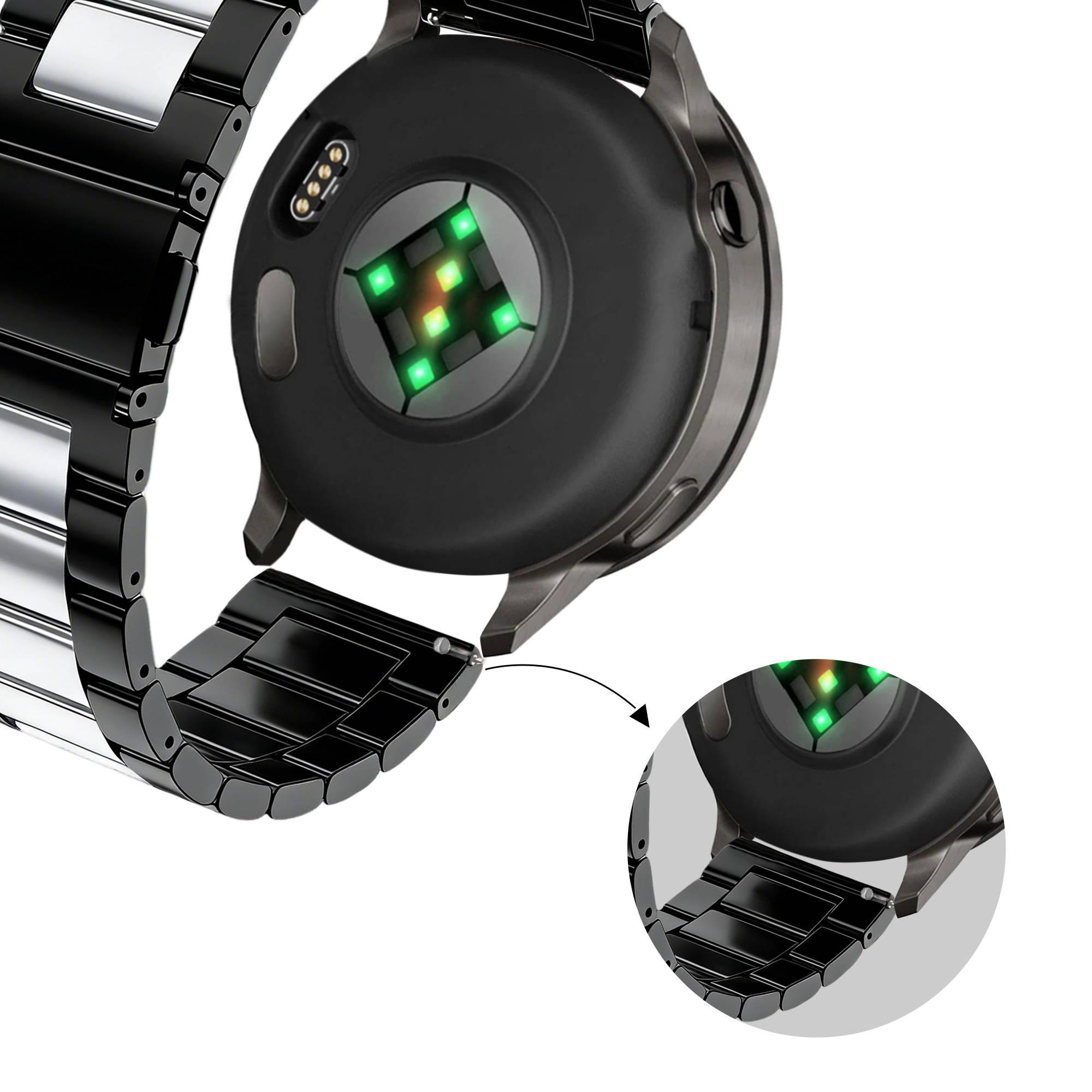 Bandz Bracelet acier 'Classic' Garmin Venu 4 - 45mm (noir argent)