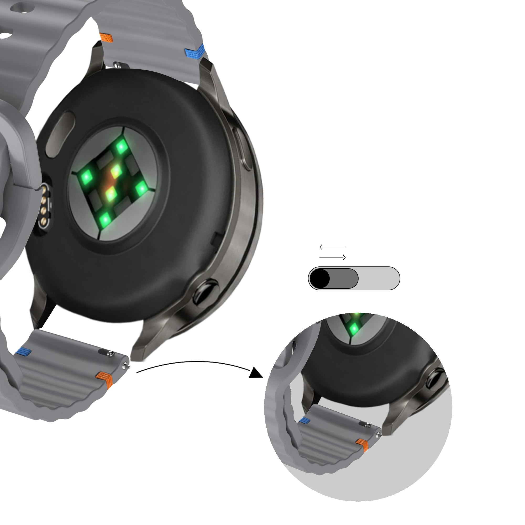 Bandz Bracelet silicone ondulé Garmin Vivoactive 6 (gris foncé)