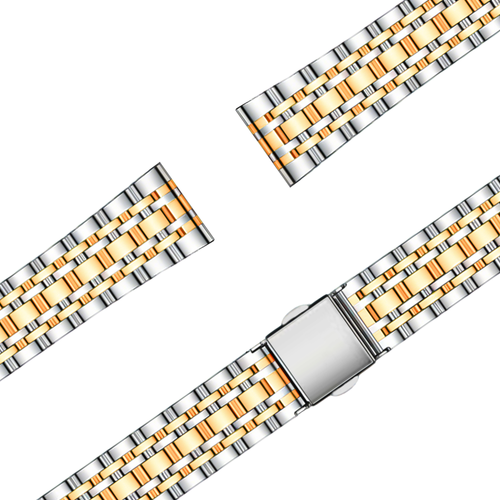 Bandz Pebble Round 2 - 14mm Steel Strap 'Deluxe' (Silver/Gold)