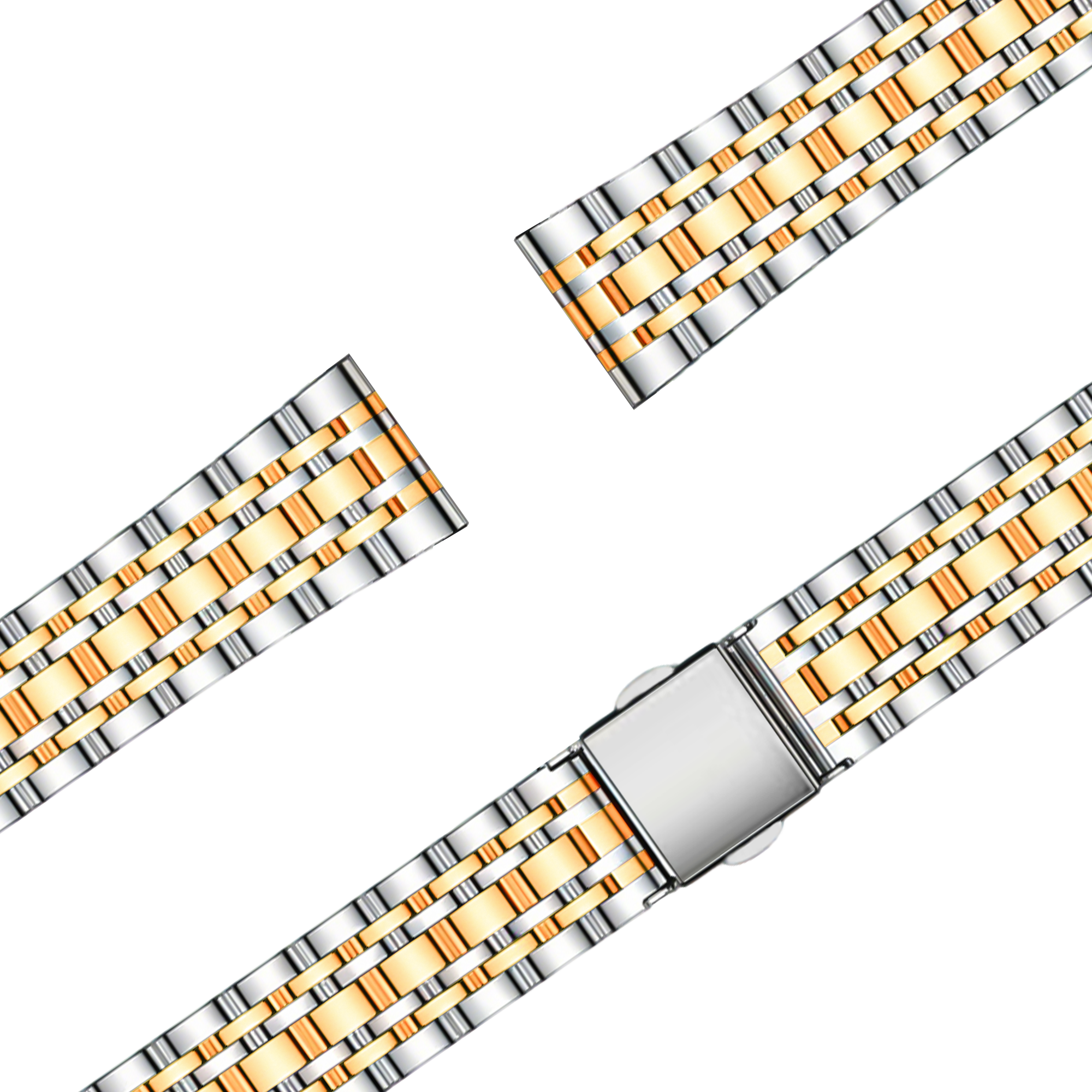 Bandz Pebble Round 2 - 14mm Steel Strap 'Deluxe' (Silver/Gold)