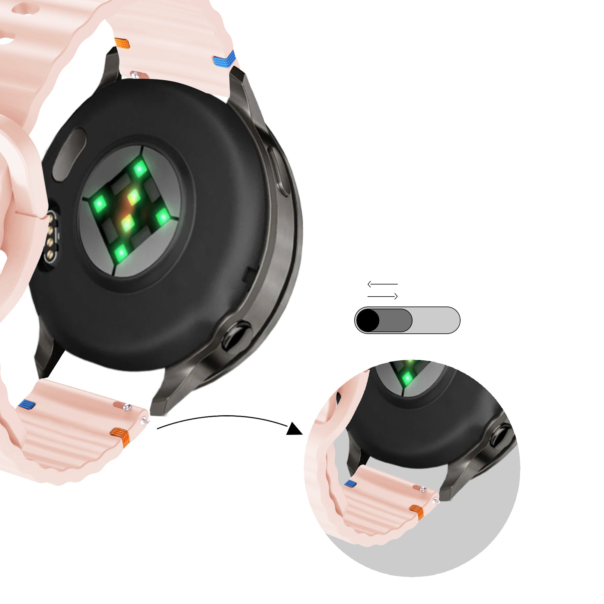 Bandz Garmin Forerunner 645 Silicone Strap 'Wave' (Light Pink)