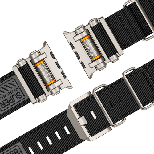 Bandz Apple Watch Ultra Nylon Strap 'Explorer' (Black with Titanium)