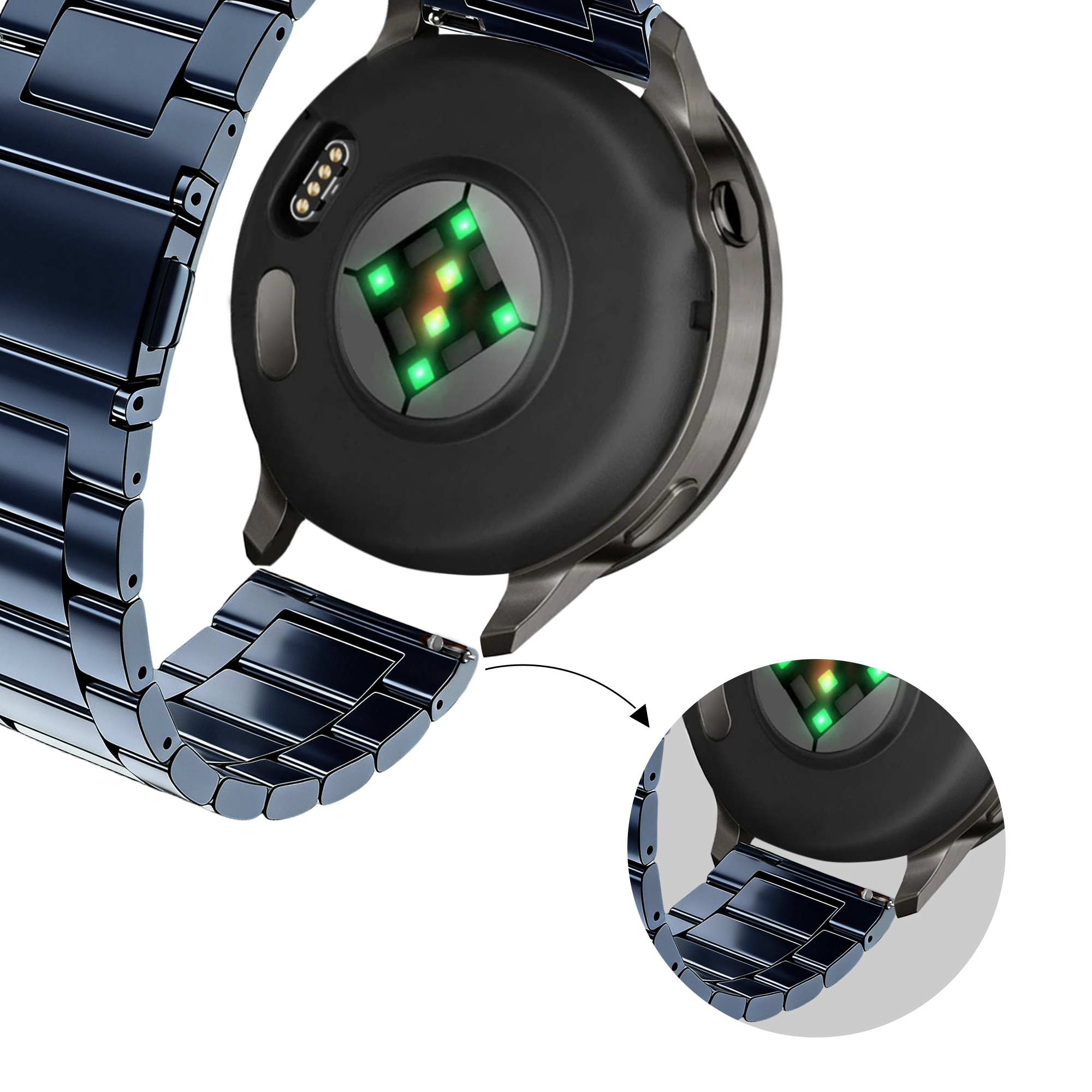 Bandz Bracelet acier 'Classic' Garmin Forerunner 570 - 47mm (bleu)