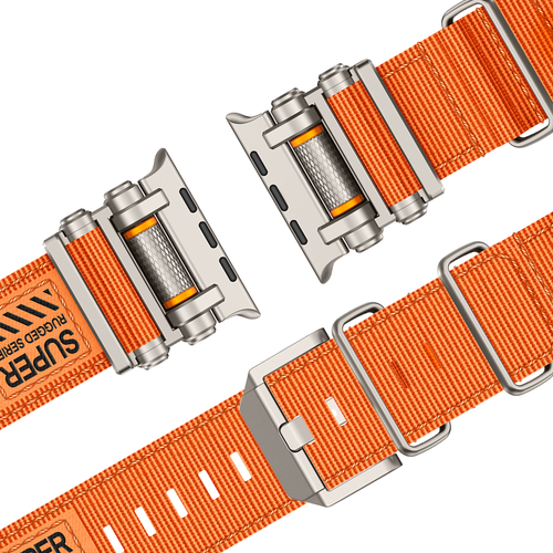 Bandz Apple Watch Ultra Nylon Strap 'Explorer' (Orange/Titanium)