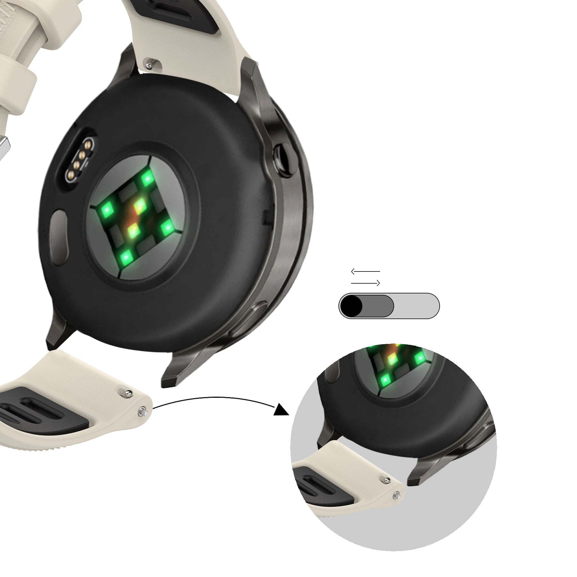 Bandz Bracelet sport avec boucle Garmin Venu 3s (lumière stellaire/noir)