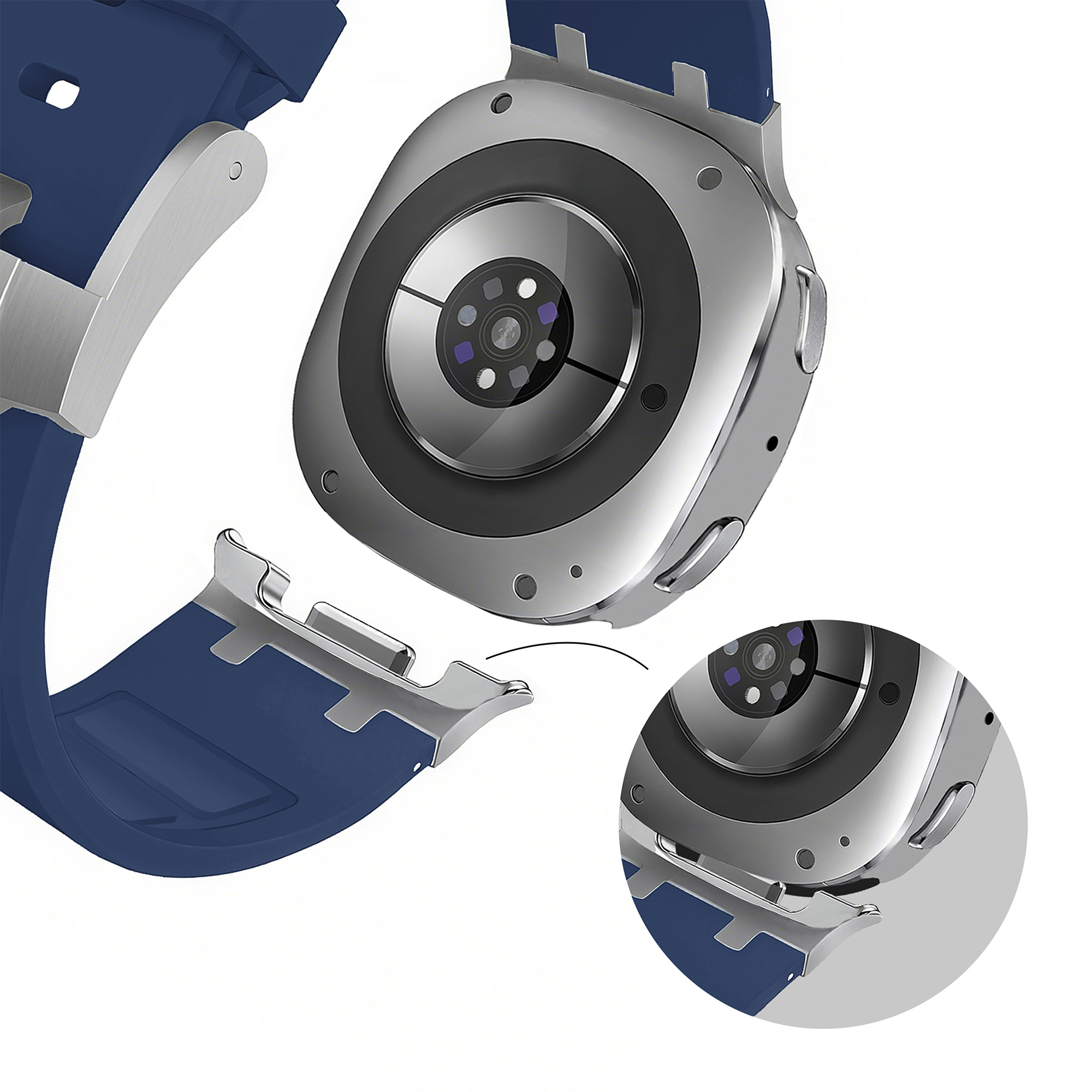 Bandz Samsung Galaxy Watch 8 - 40mm Silicone Strap 'Luxe Liquid' (Dark Blue)