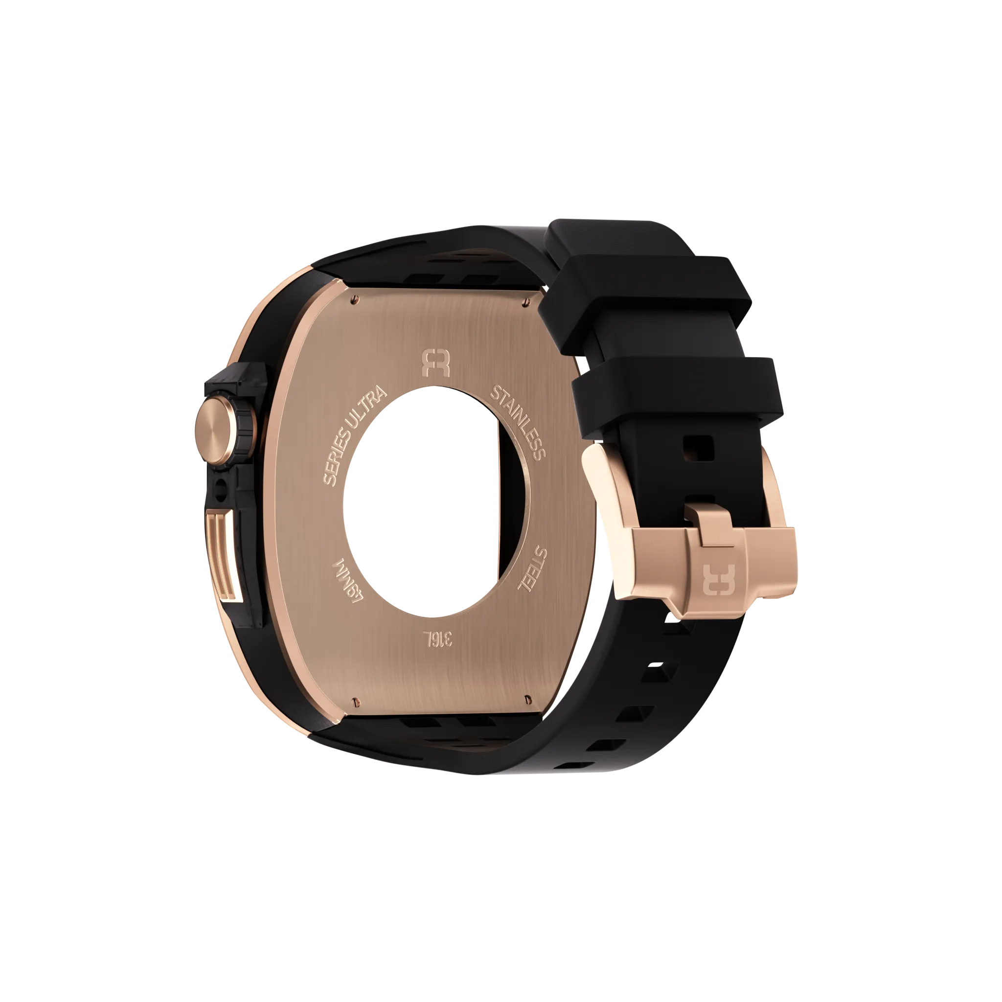 Reqior Boîtier en polymère et acier avec bracelet en caoutchouc Apple Watch 45mm (rose or)