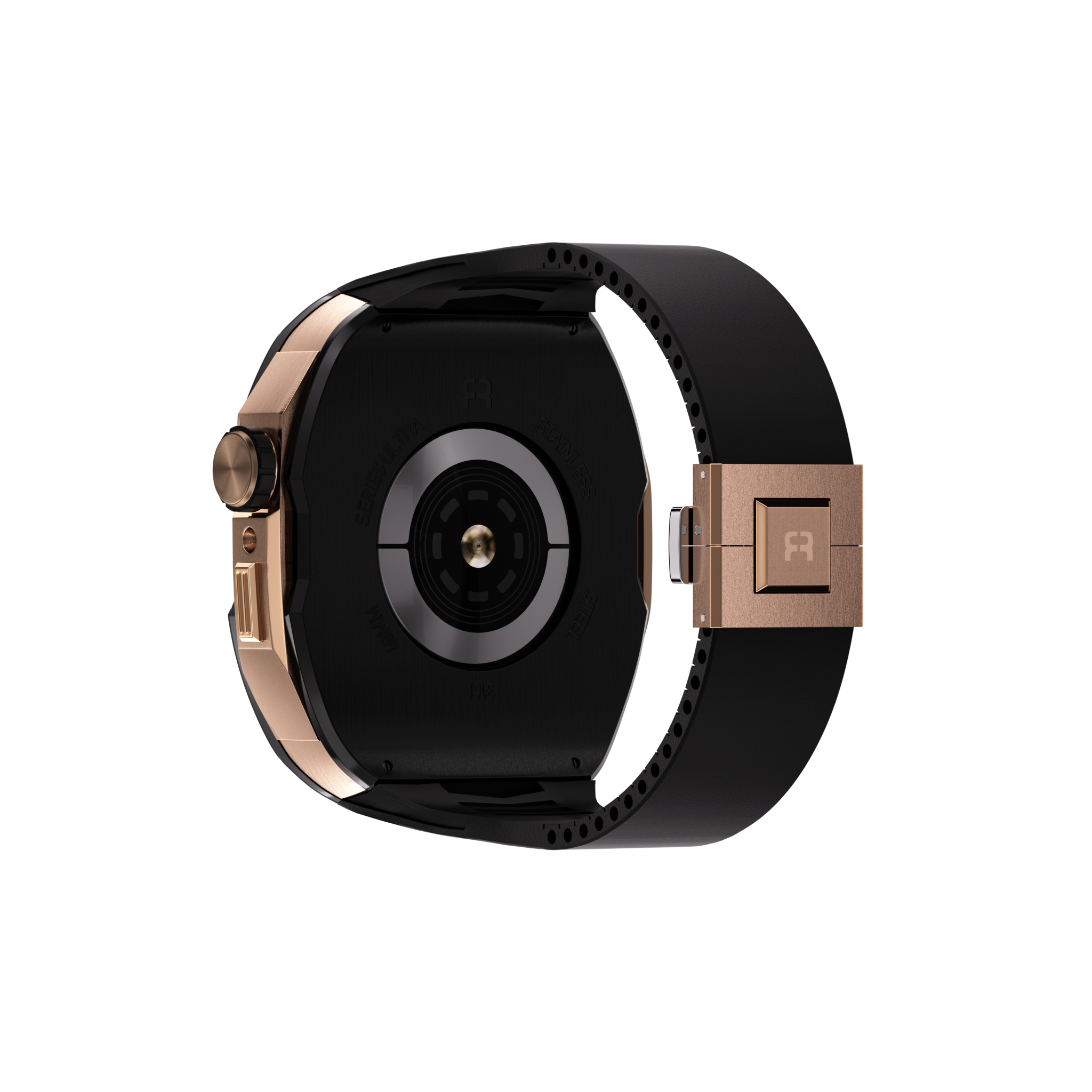 Reqior Boîtier avec bracelet en caoutchouc Apple Watch 45mm (noir/rose or)