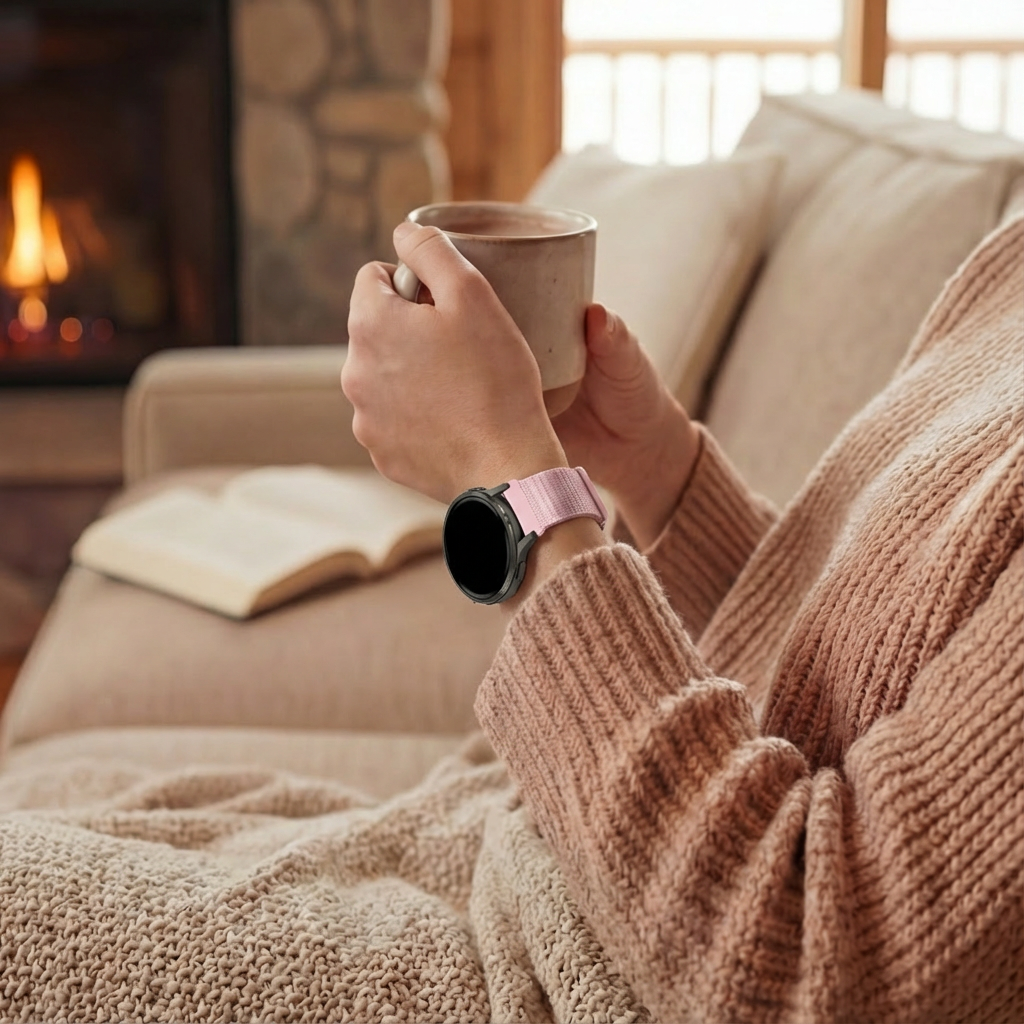 Bandz Garmin Vivoactive 4s Nylon Loop Strap (Light Pink)